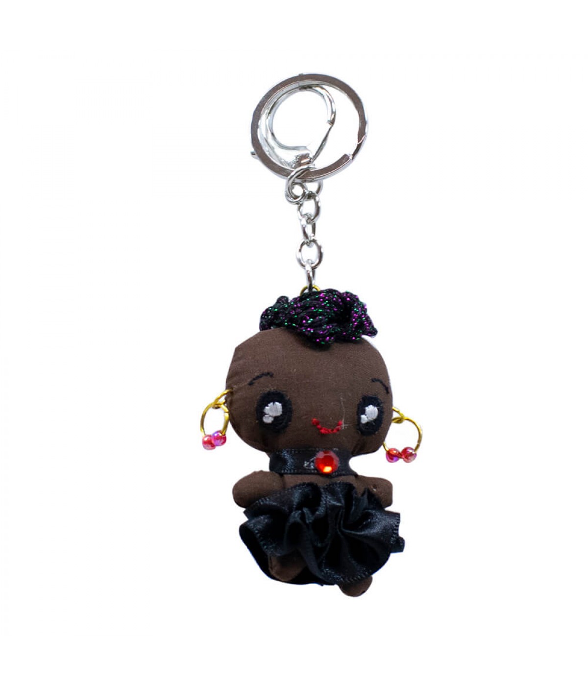 Chaveiro Boneca Negra Vestido Preto 7cm