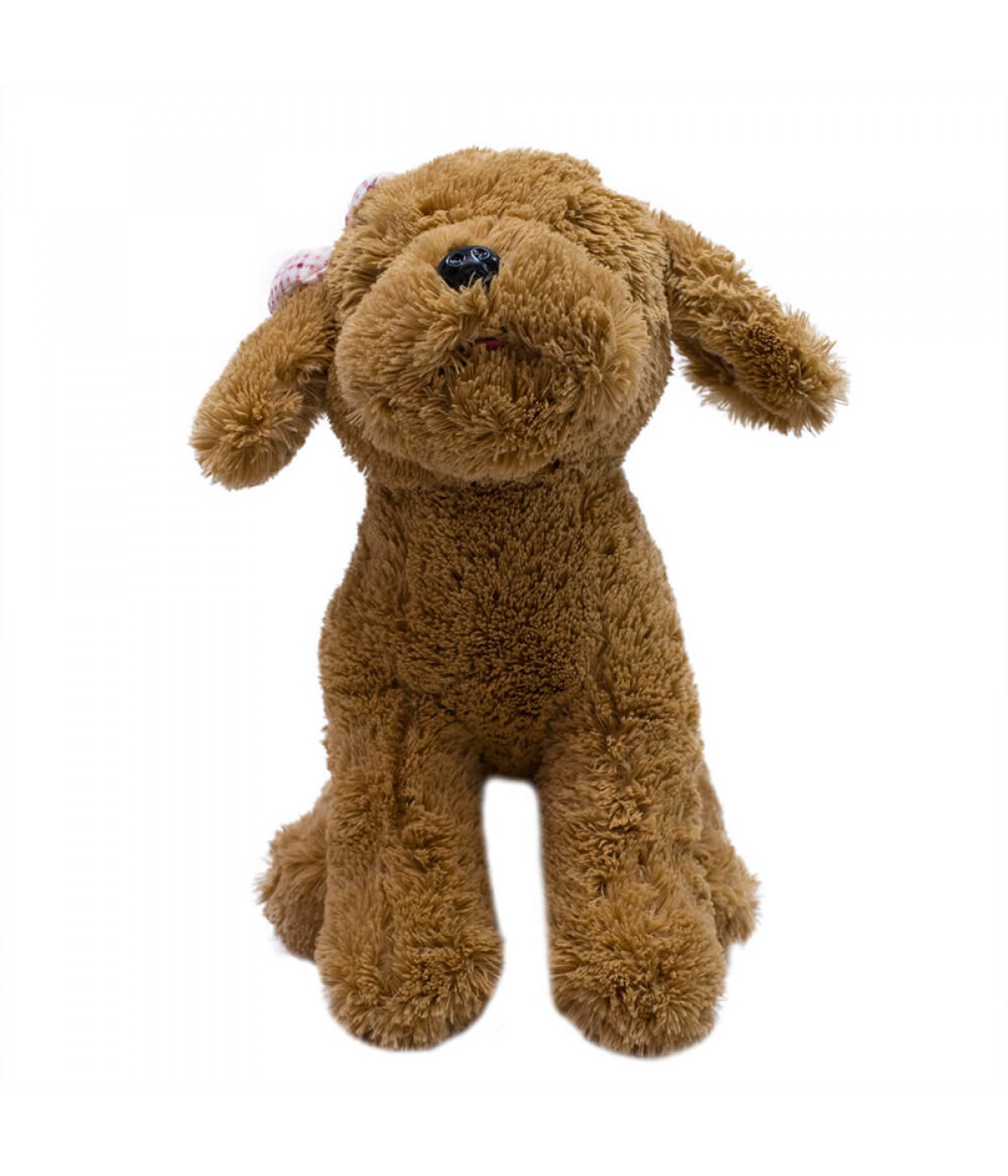 Cachorro Marrom Sentado Laço 28cm - Pelúcia