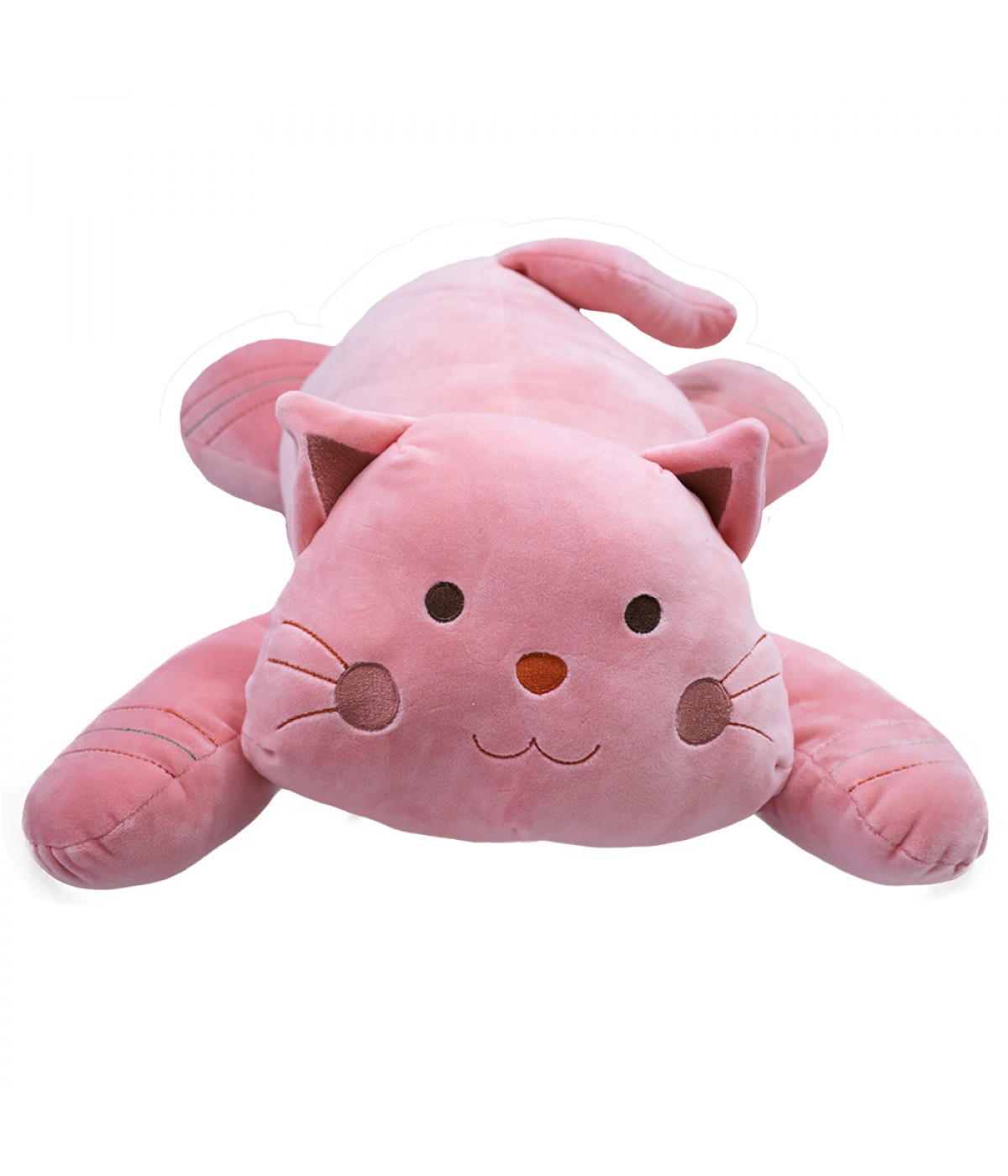 Gato Rosa Deitado 47cm - Pelúcia