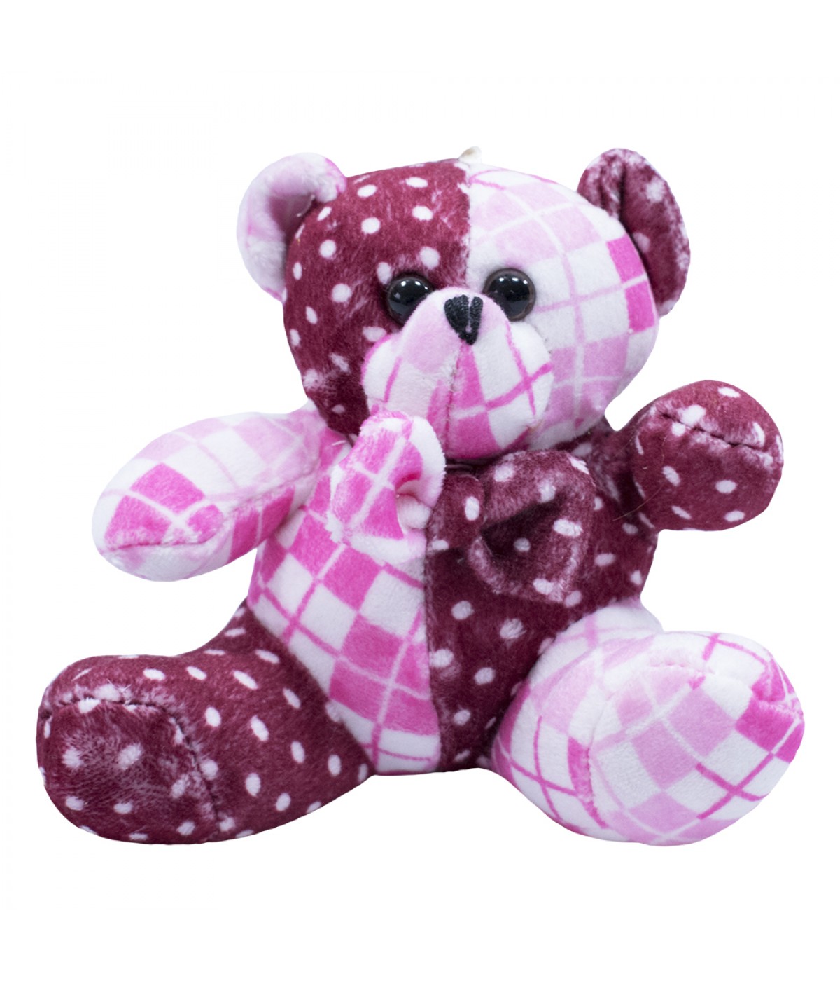 Chaveiro Urso Gravata Rosa Pintas E Quadrados 11cm - Pelúcia