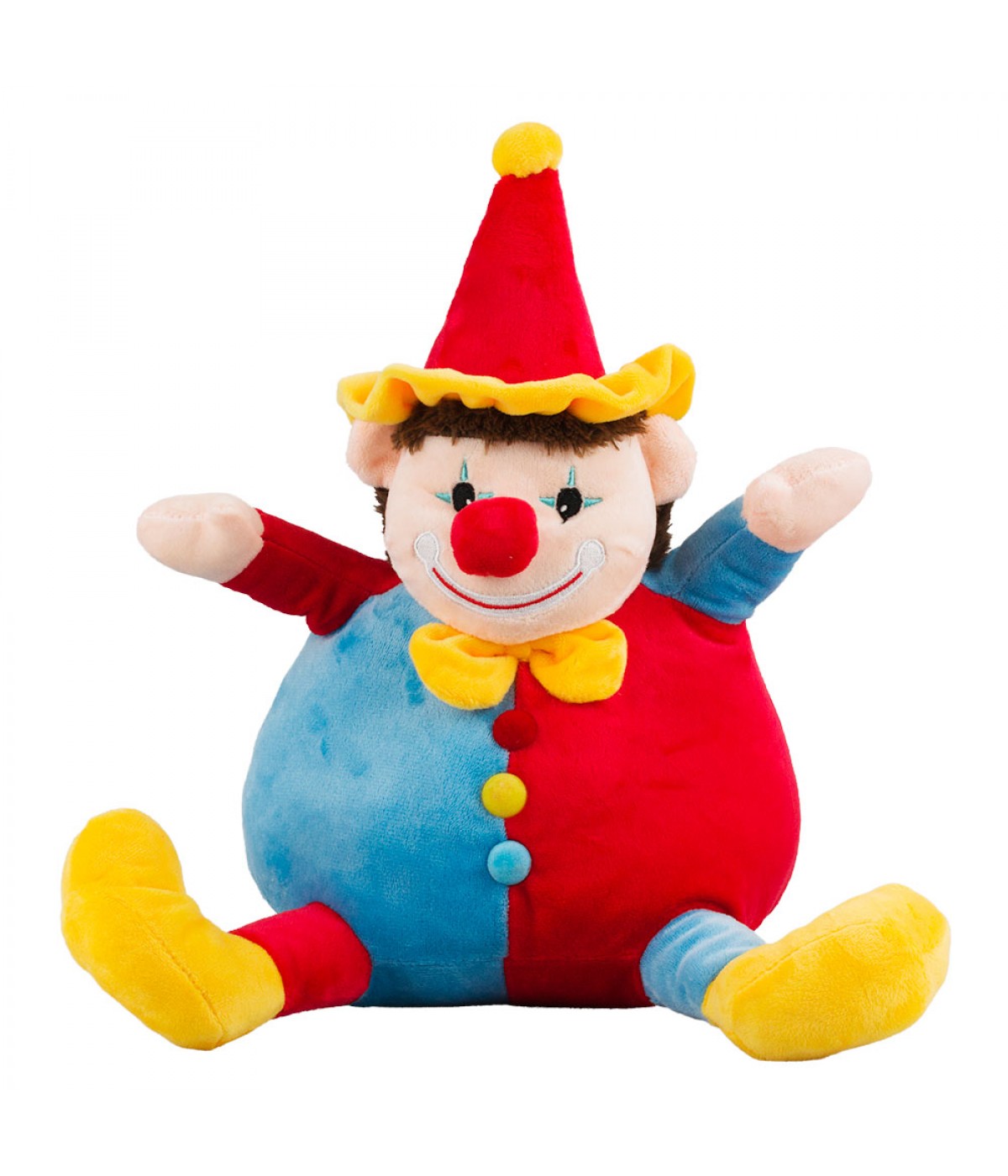 Boneco Palhaço Colorido Sentado 33cm