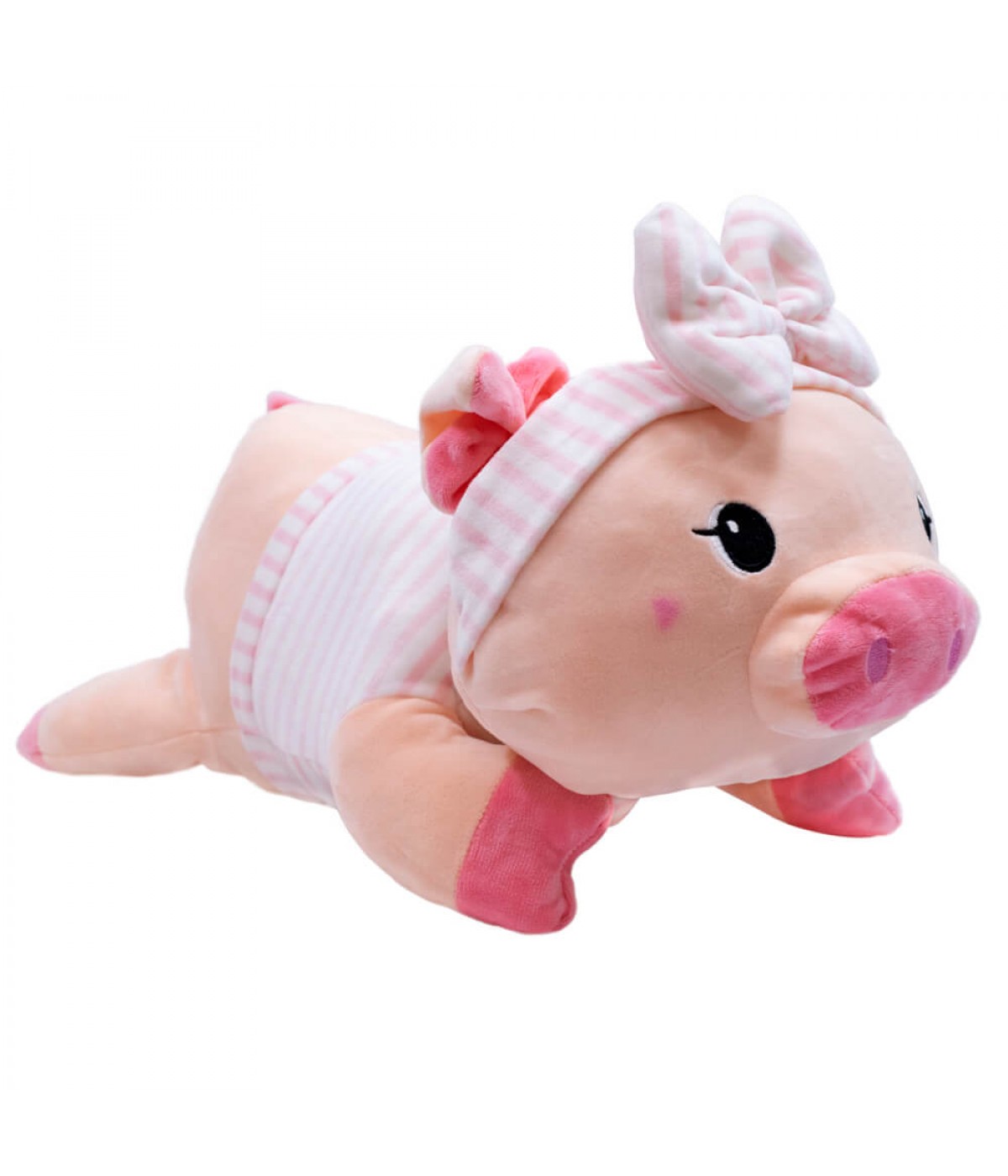 Porco Roupa Laço Deitado 34cm - Pelúcia