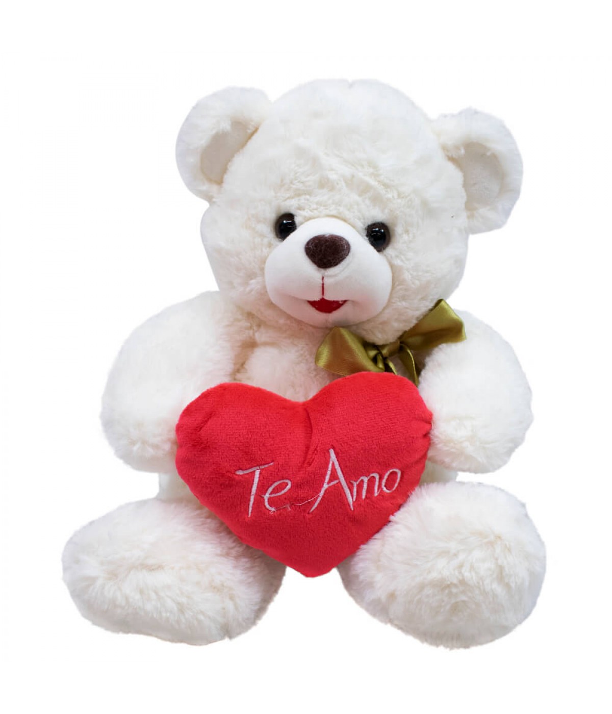 Urso Branco Coração Te Amo 33cm - Pelúcia