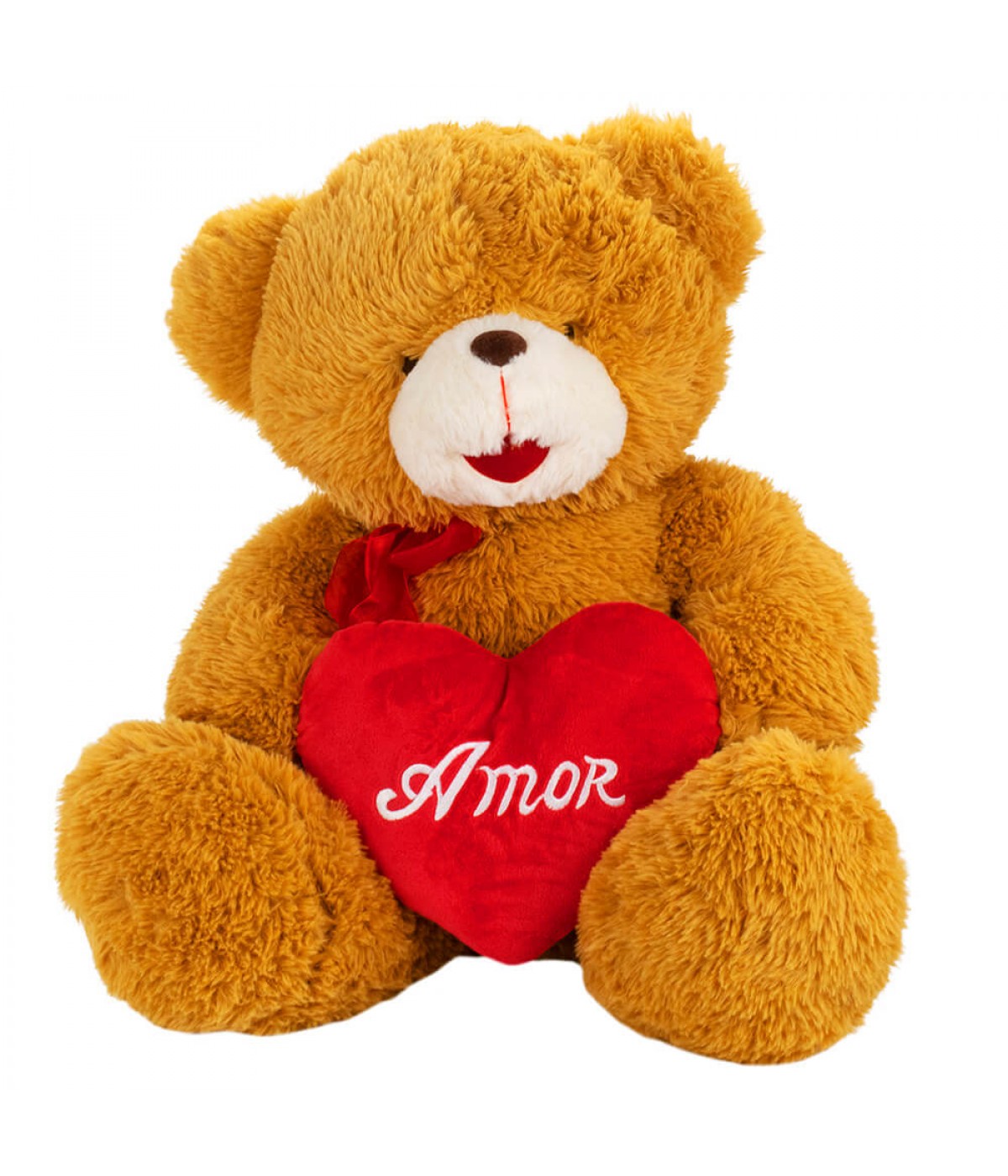 Urso Marrom Segurando Coração Amor 50cm - Pelúcia