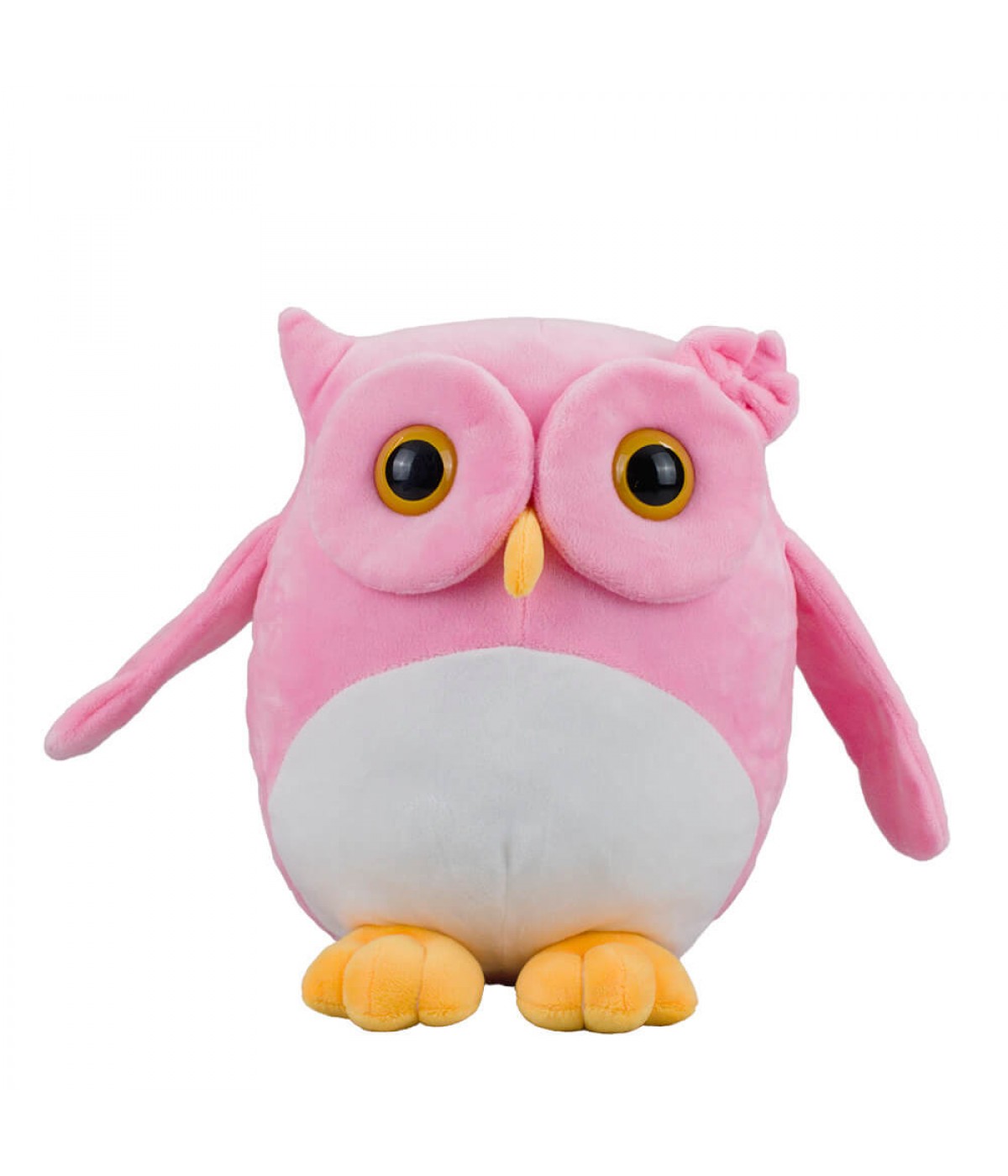 Coruja Rosa Patas Amarelas 27cm - Pelúcia
