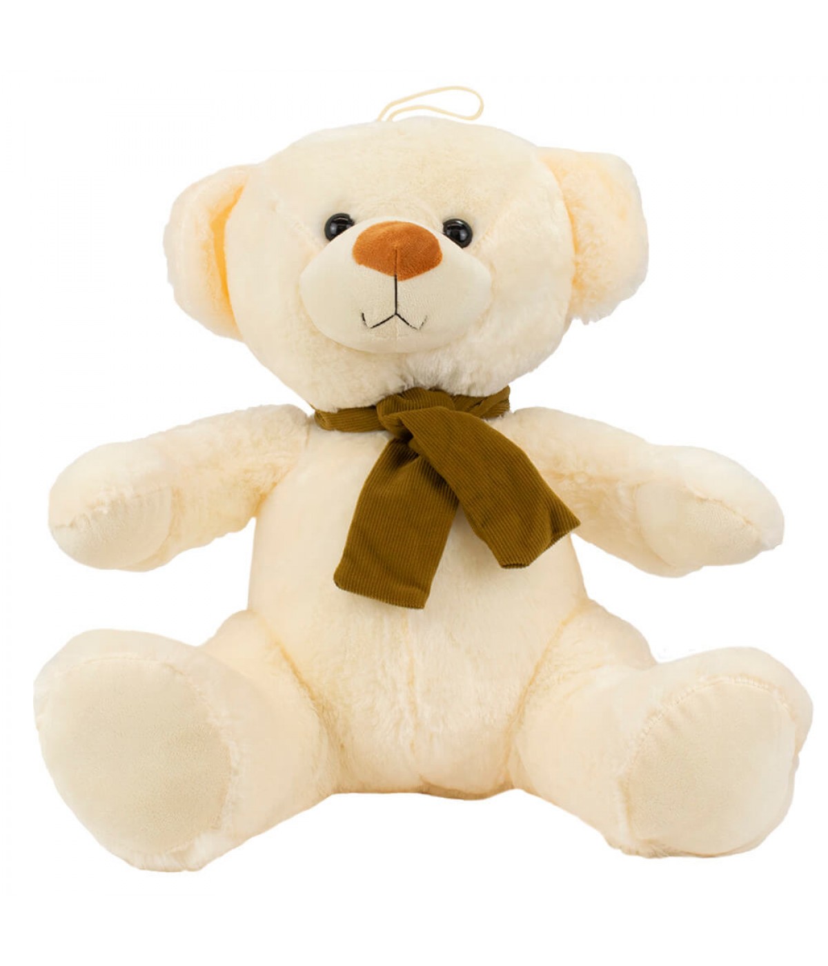 Urso Branco Sentado Cachecol 31cm - Pelúcia