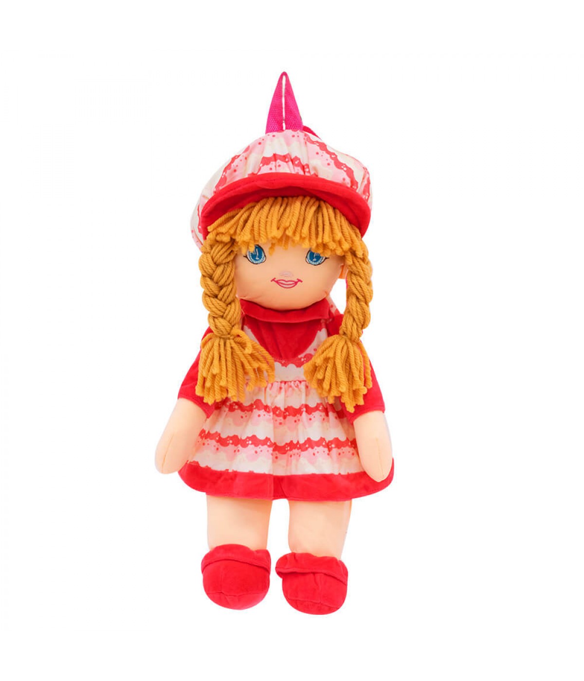 Mochila Boneca Saia Chapéu Rosa Branco 50X34cm