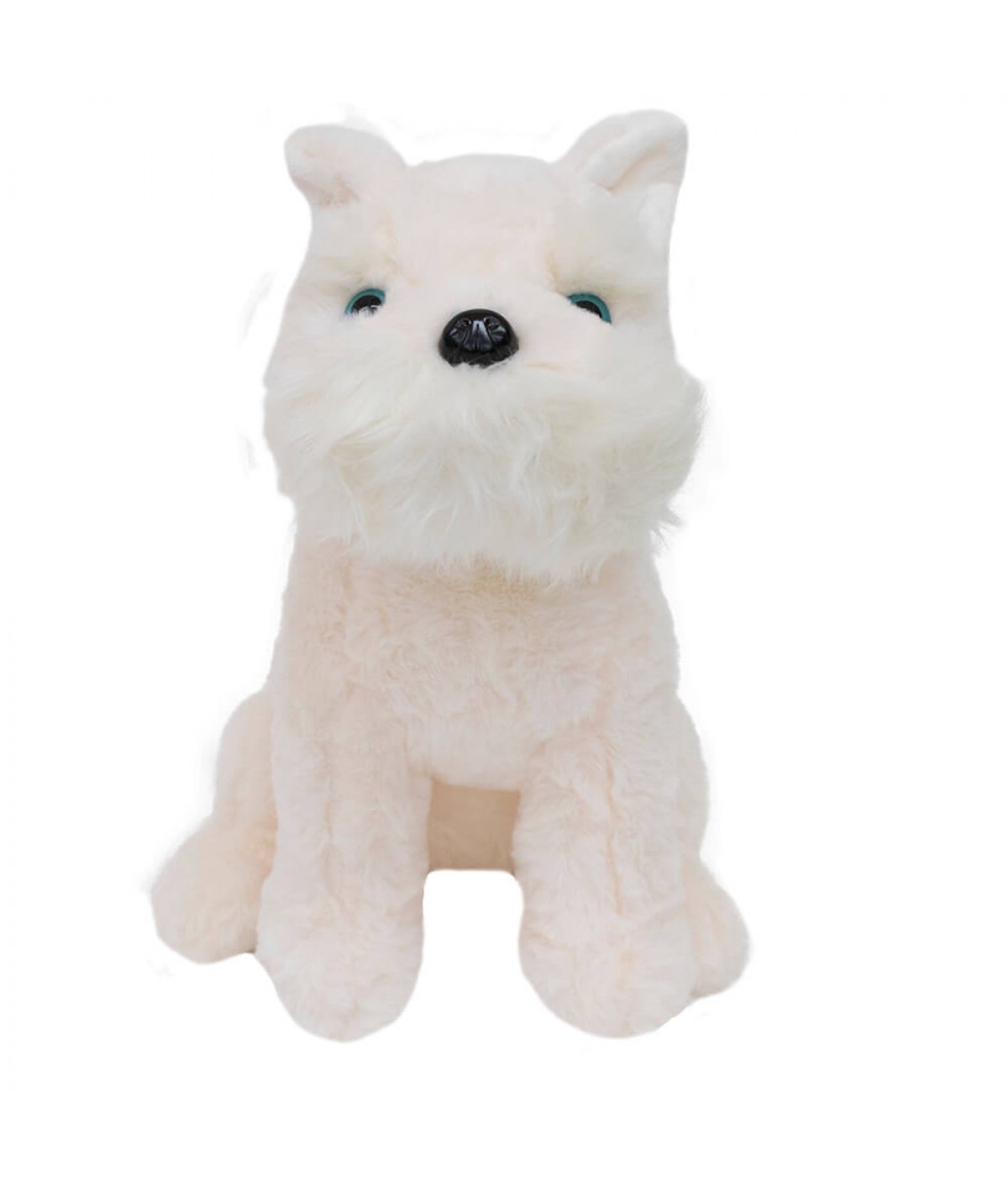 Cachorro Branco Schnauzer Sentado 30cm - Pelúcia