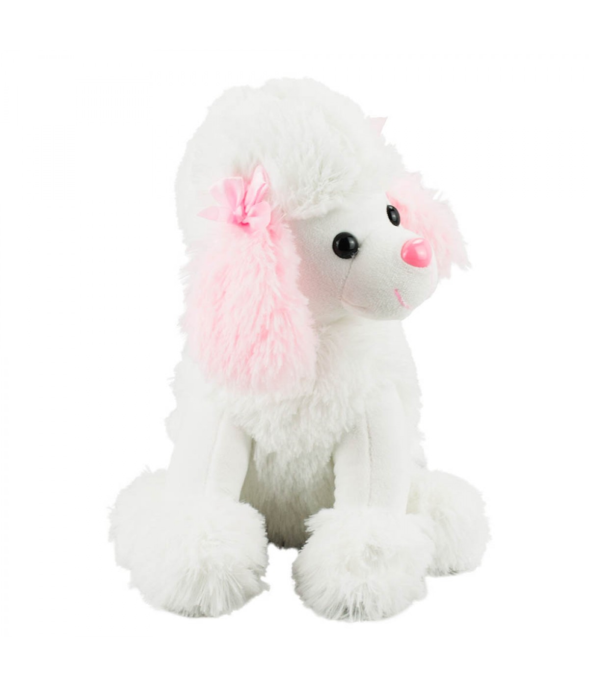 Cachorro Poodle Branco Sentado 27cm - Pelúcia