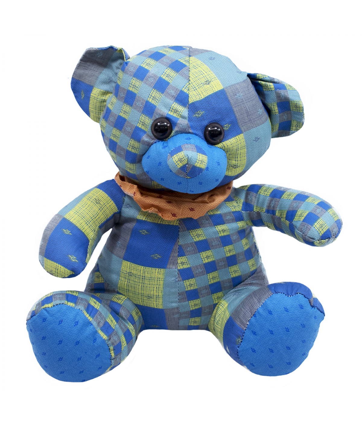 Urso Azul De Pano Sentado Laço Pescoço 30cm - Pelúcia