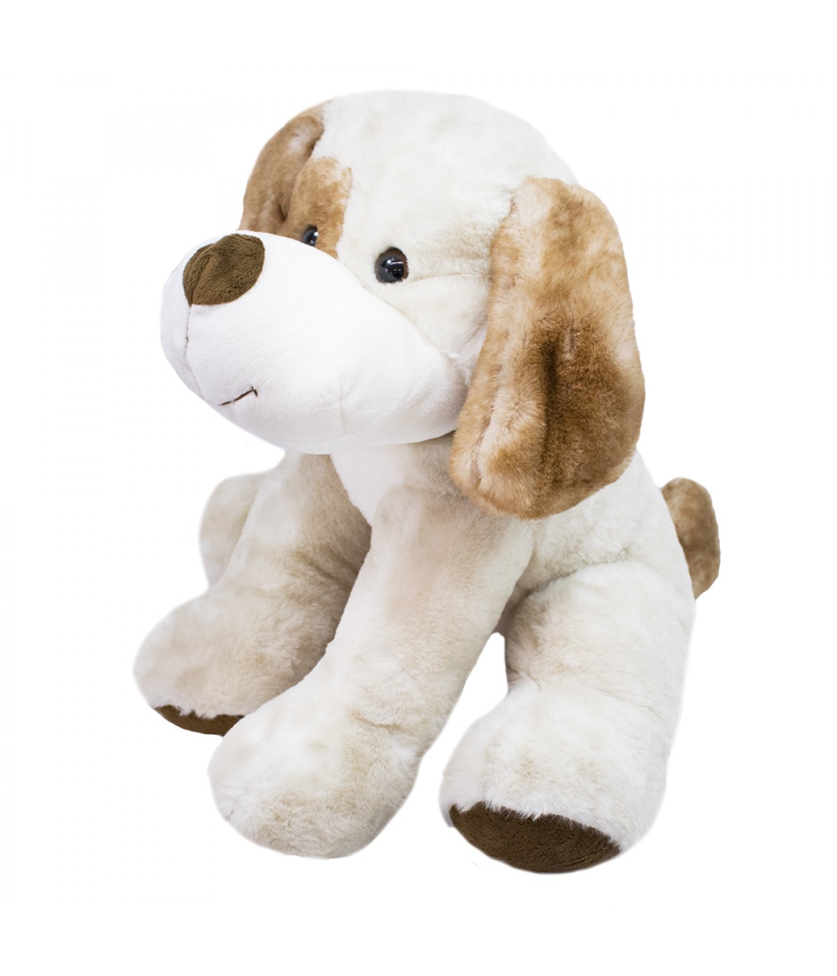 Cachorro Mancha Marrom Olho Sorrindo Sentado 19cm - Pelúcia