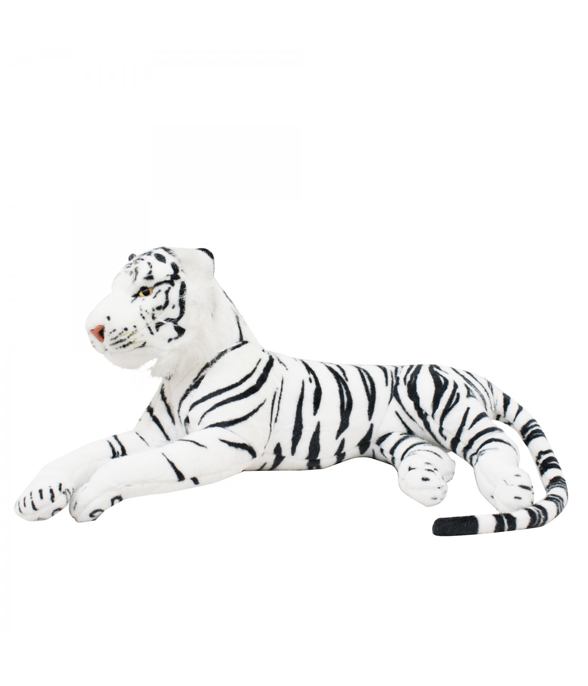 Tigre Branco Realista Deitado 99cm - Pelúcia