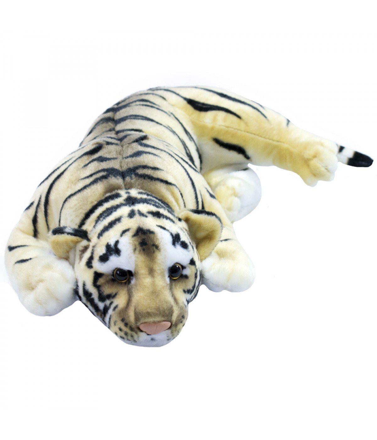 Tigre Realista Deitado 41cm - Pelúcia