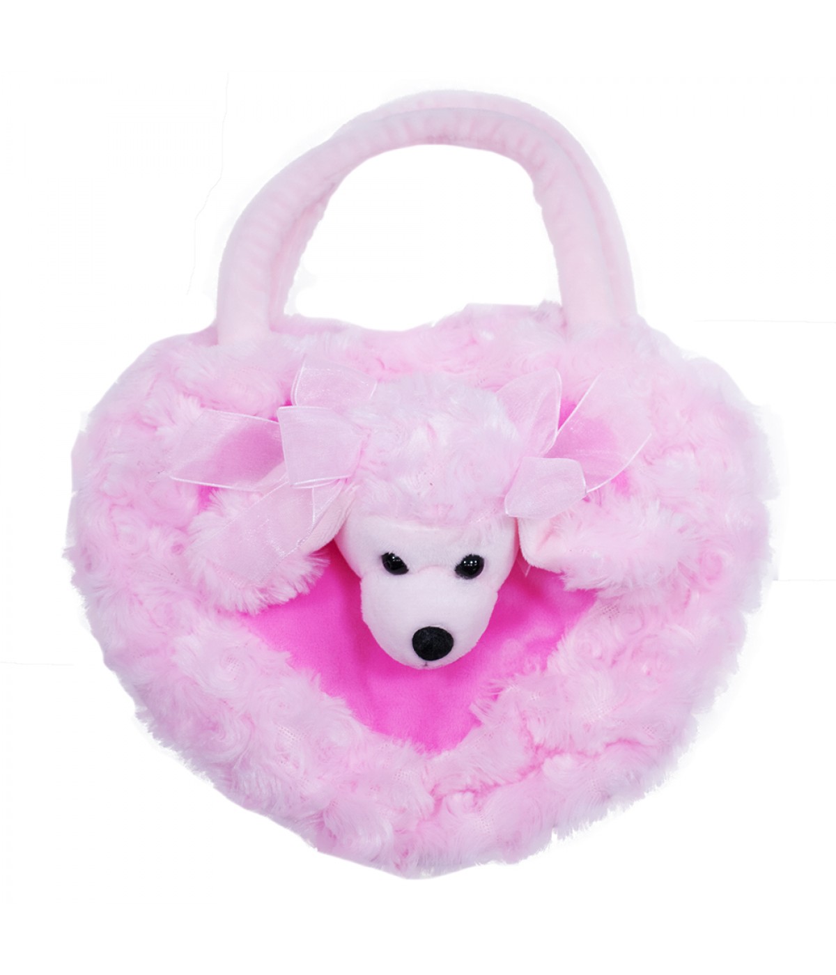 Bolsa Pelúcia Cachorro Poodle Rosa 25X22cm