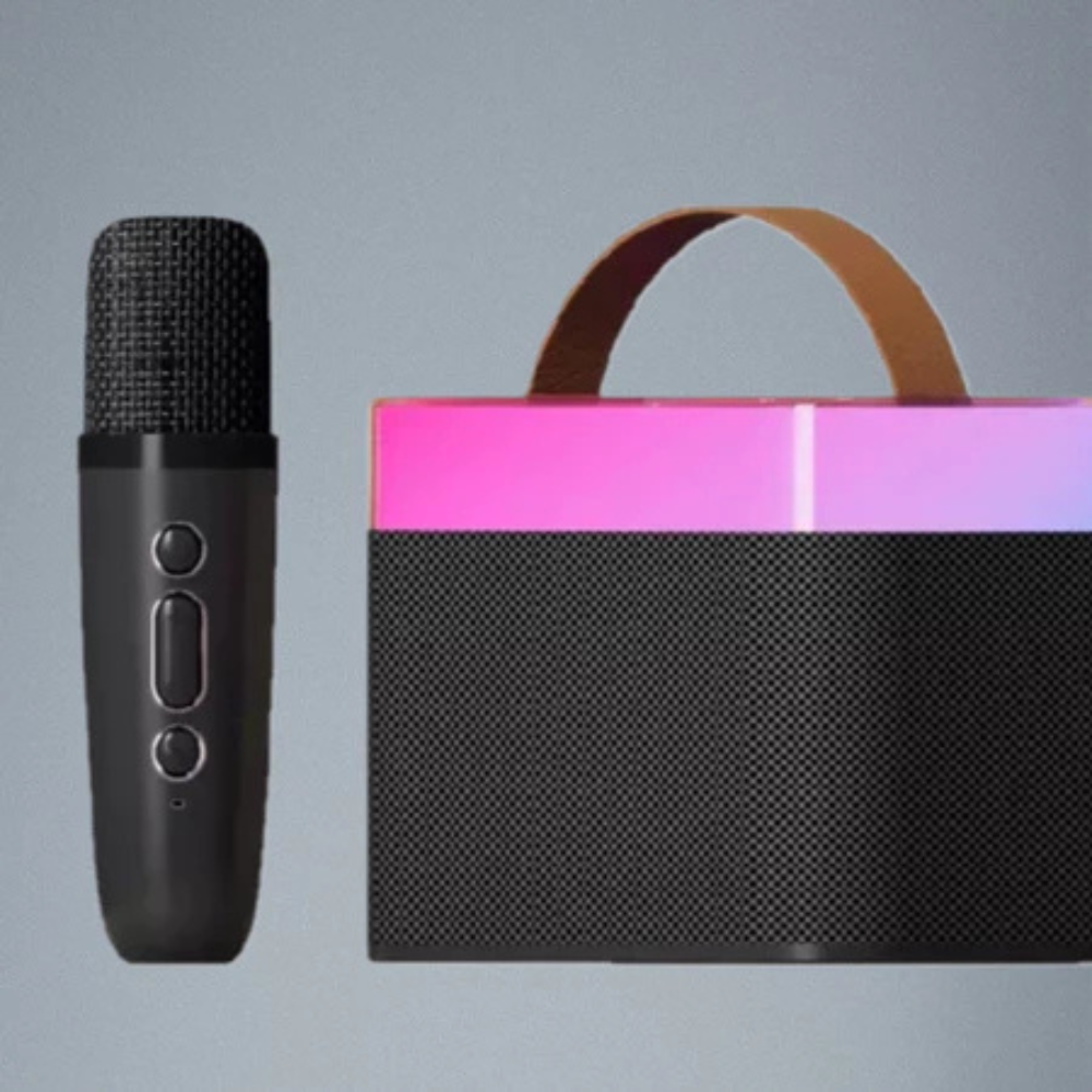 Caixa De Som Portatil Bluetooth com Microfone Karaokê