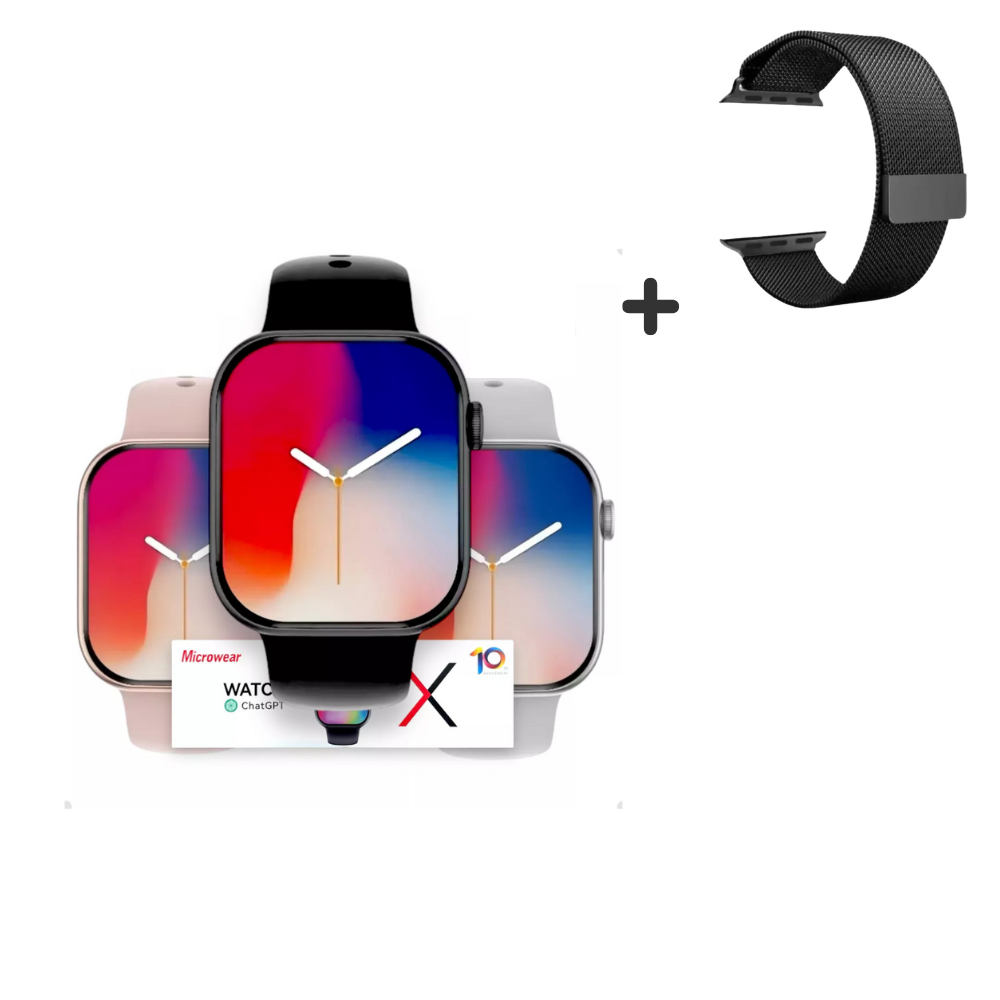 Relógio Smartwatch Microwear W10 + Pulseira Metalica - Preto