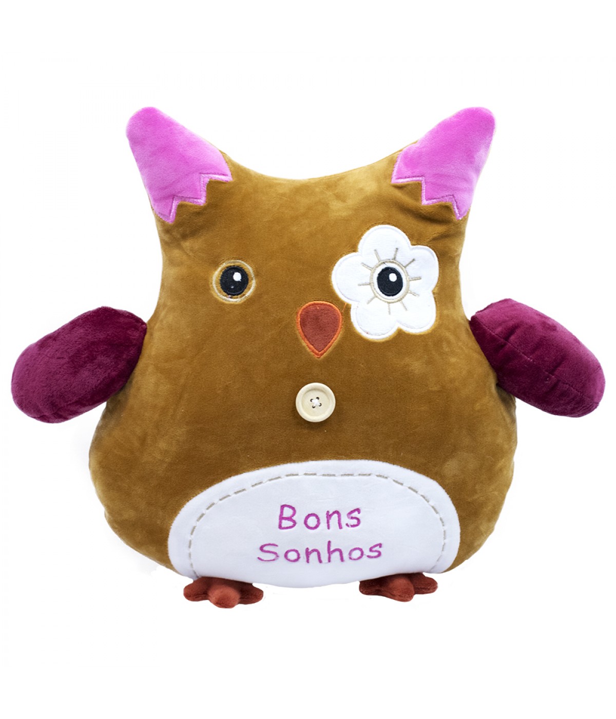 Almofada Coruja Marrom Bons Sonhos 35cm - Pelúcia