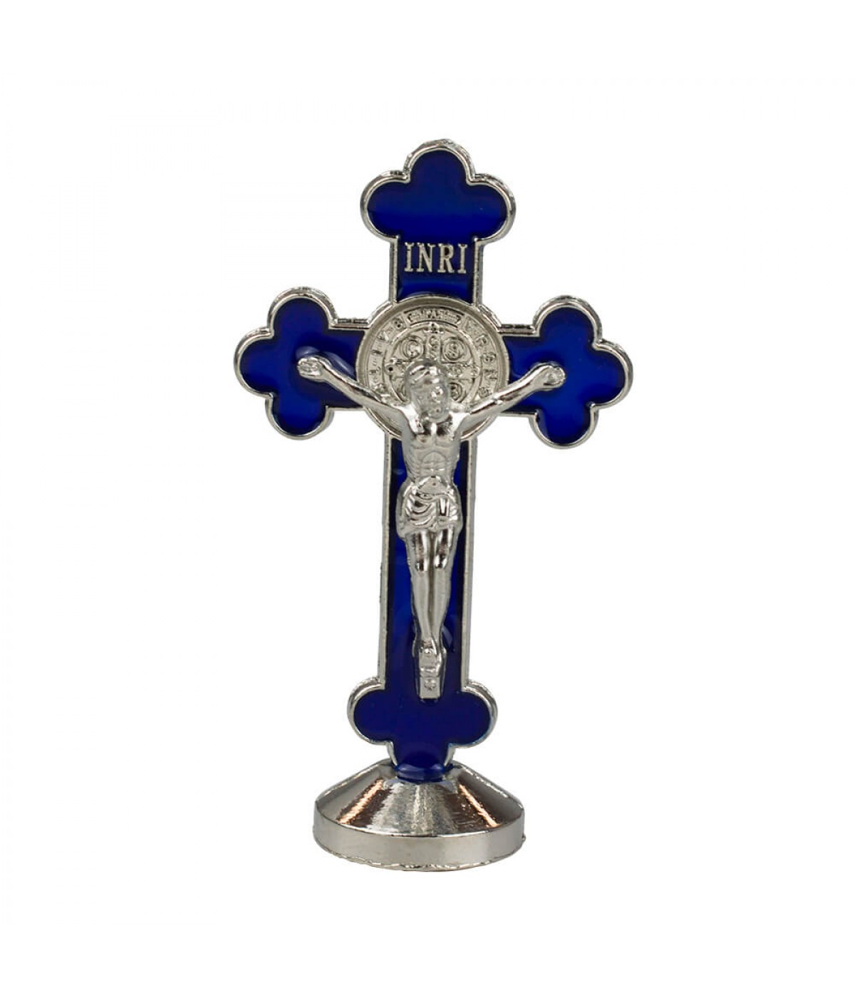 Crucifixo Metal Azul Uso Carro 8cm