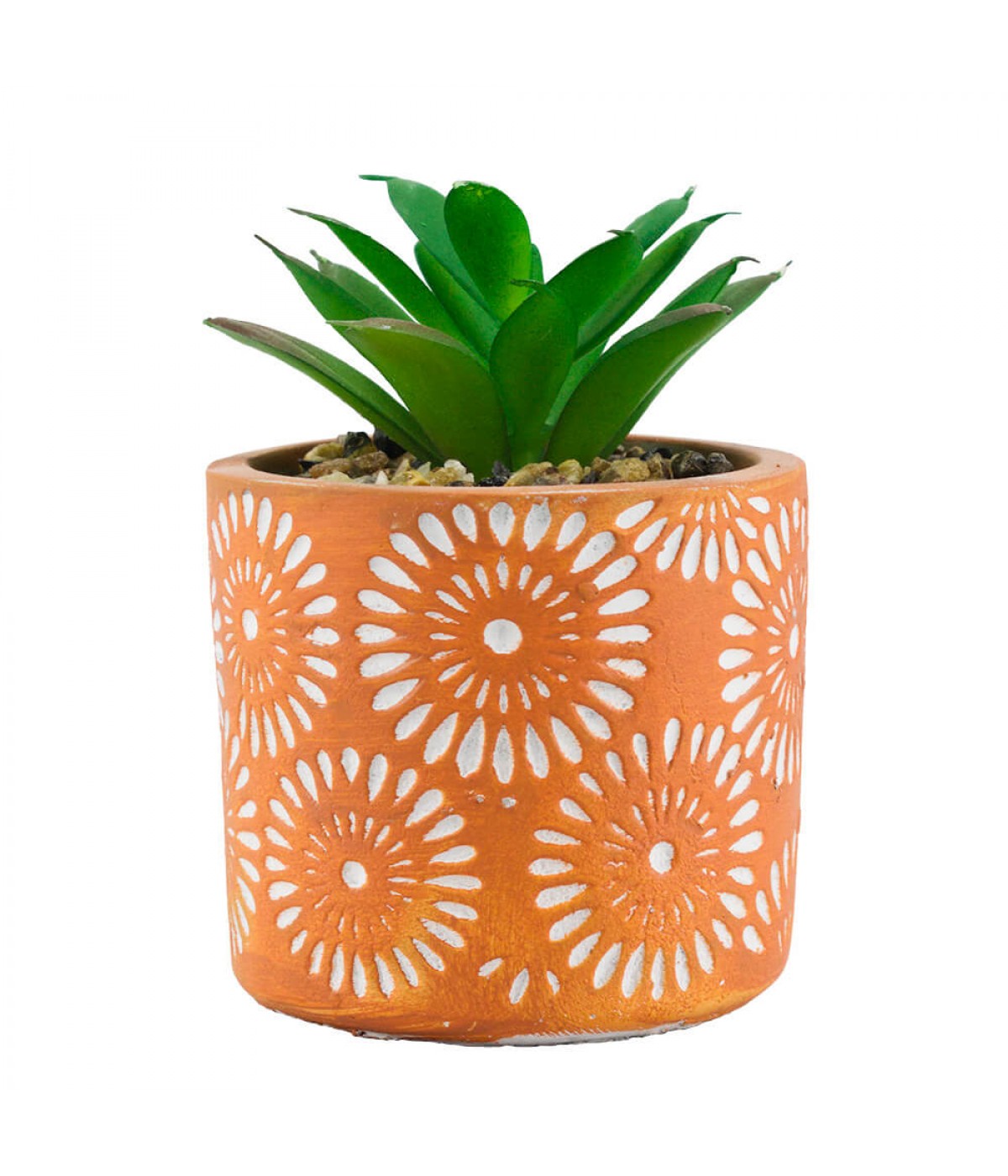 Vaso Barro Cimento Planta Artificial Modelo A 8x6x6cm