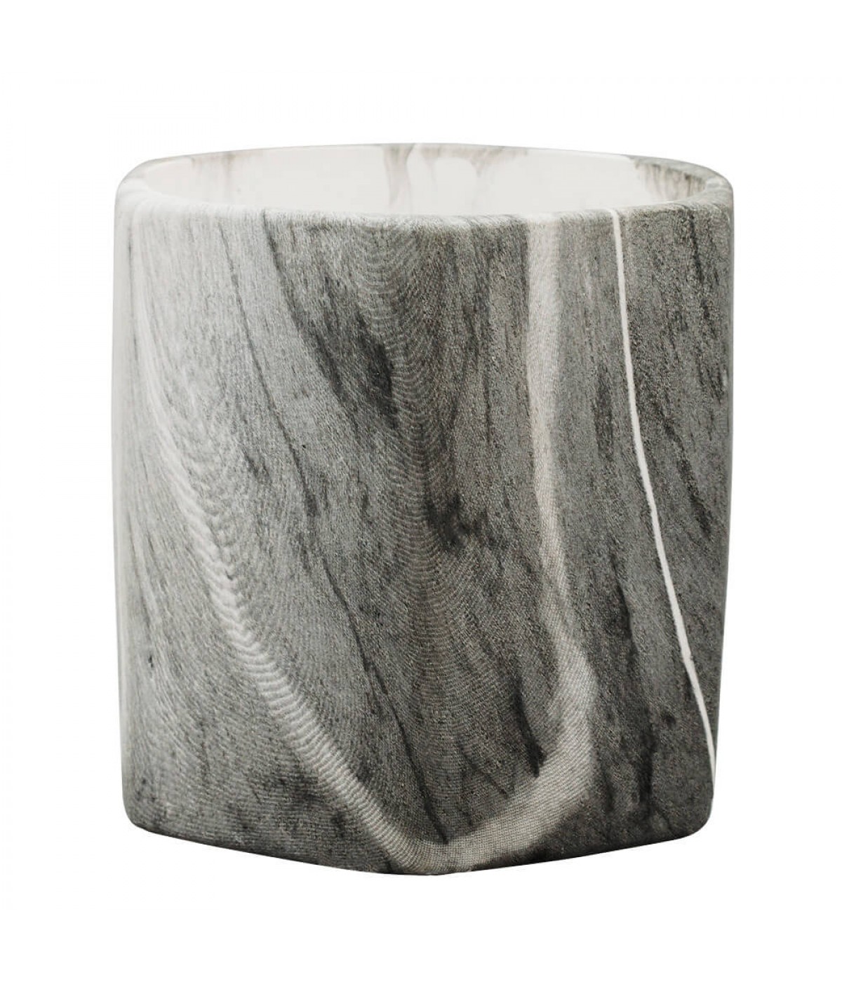 Vaso Porcelana Hexagonal Preto Estilo Mármore 8.5x8.5x8.5cm