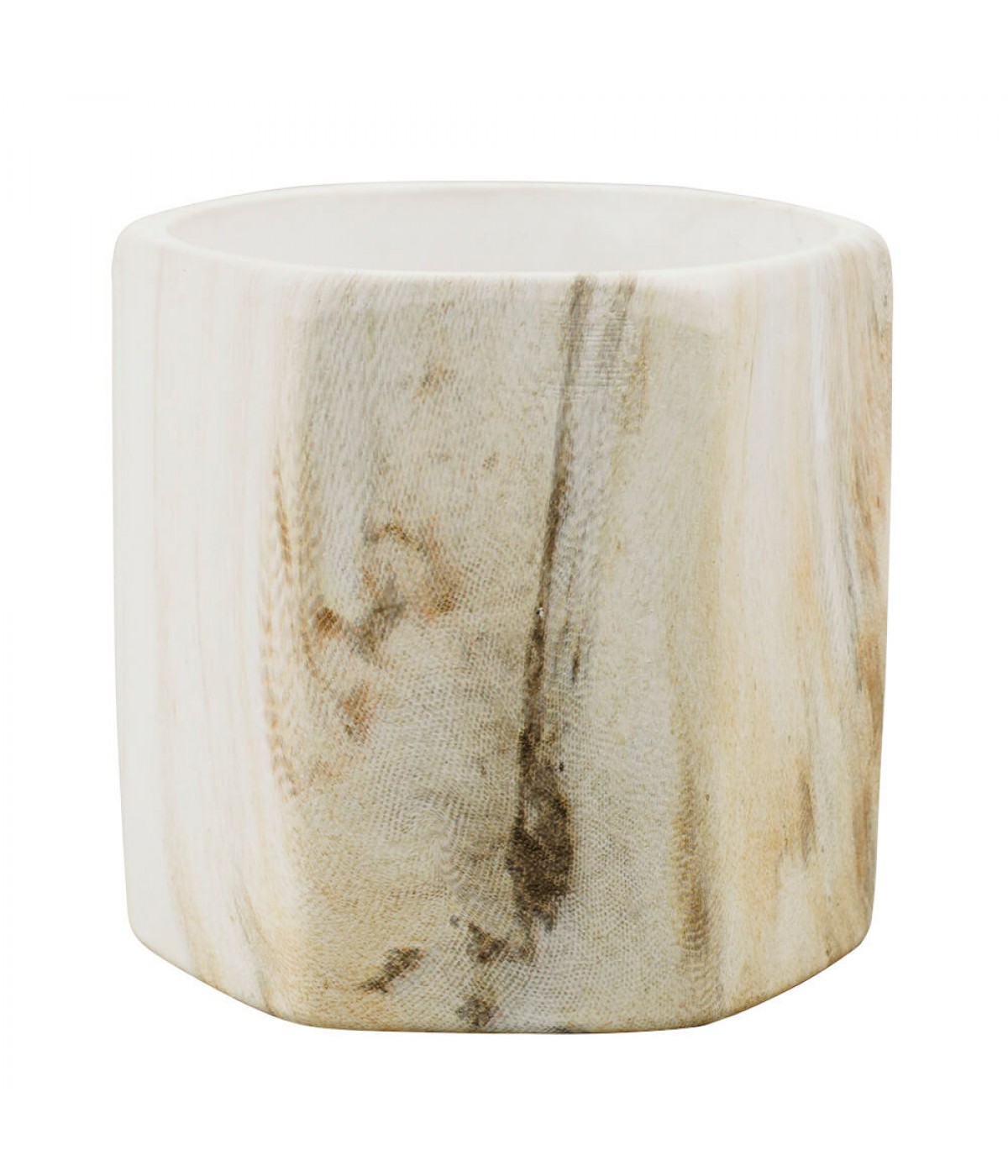Vaso Porcelana Hexagonal Detalhes Estilo Mármore 8.5x8.5x8.5cm
