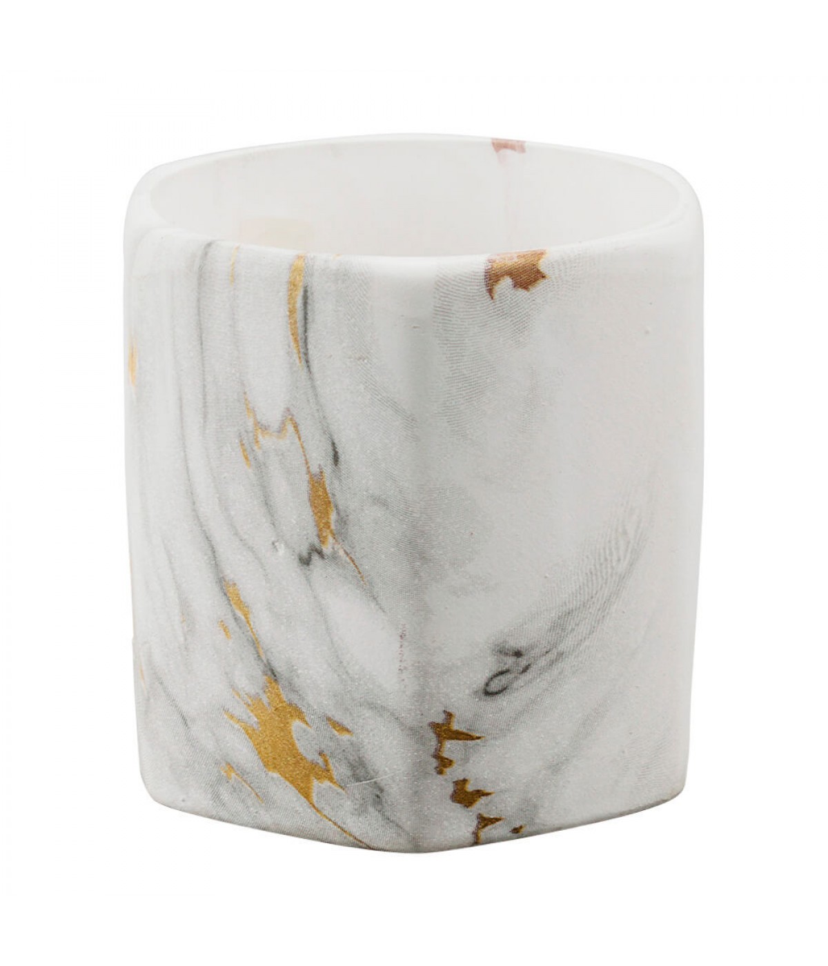 Vaso Porcelana Hexagonal Manchas Estilo Mármore 8.5x8.5x8.5cm