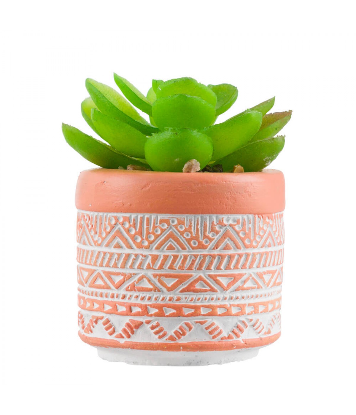 Vaso Cimento Laranja Planta Artificial 8x5.5x5.5cm