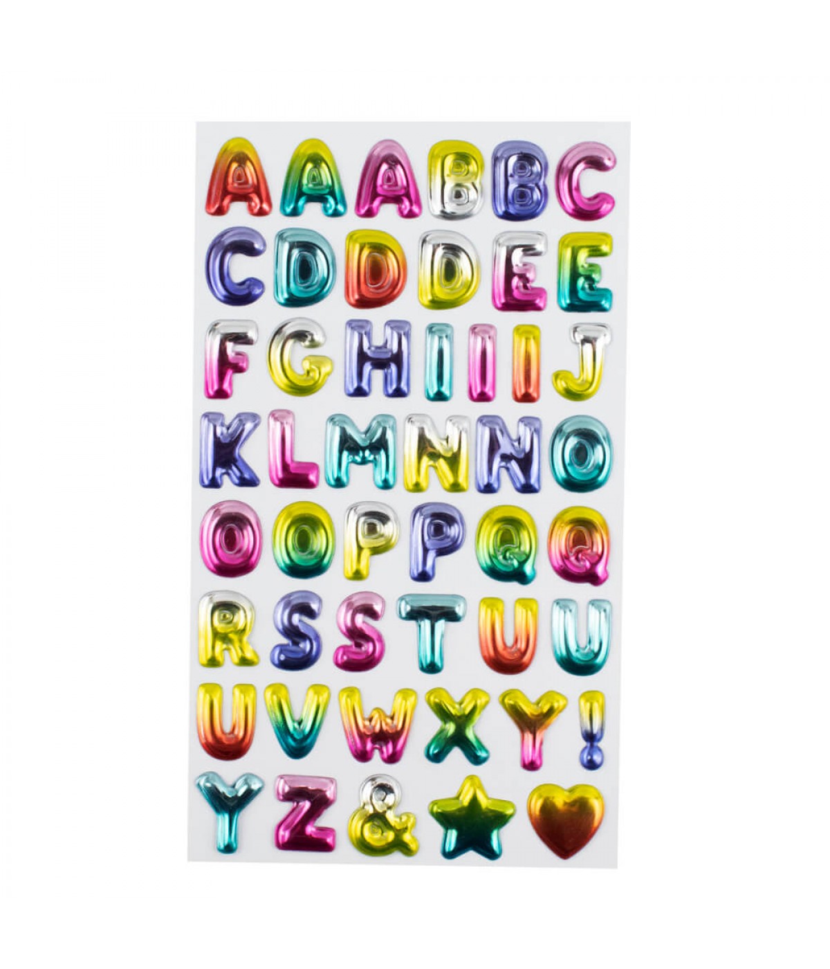 Cartela Adesivos Letras Alfabeto Modelo C