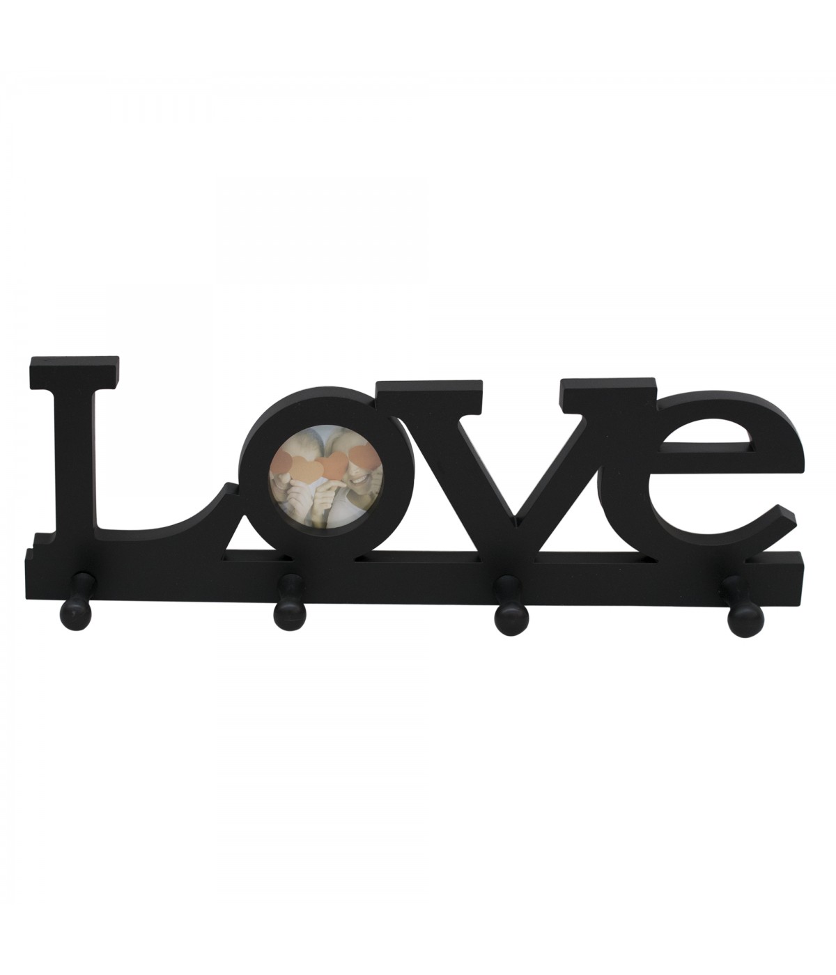 Porta Retrato Ganchos Love preto 1 foto 6x6cm