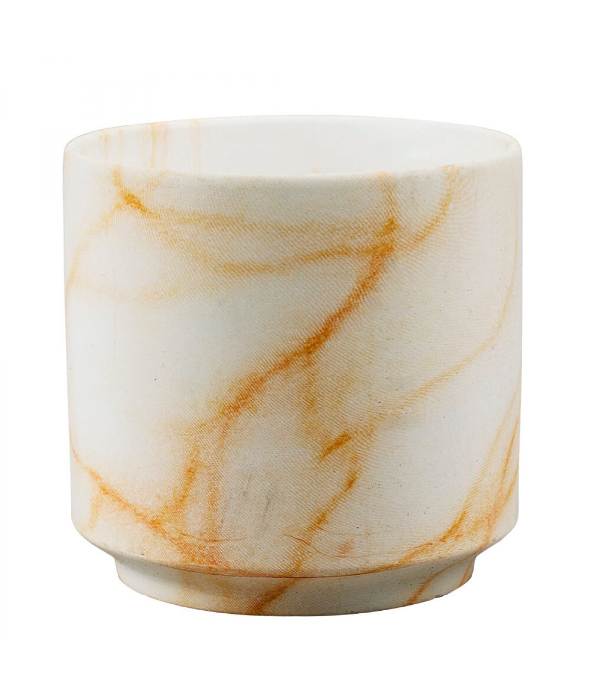 Vaso Porcelana Detalhes Laranja Estilo Mármore 8x8x8cm