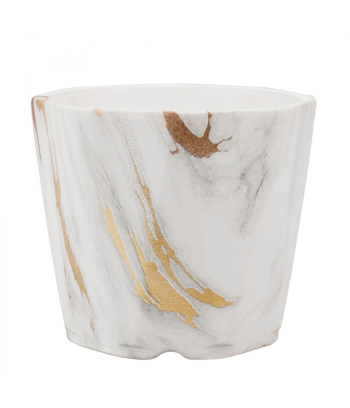 Vaso Porcelana Octagonal Manchas Estilo Mármore 9x10x10cm