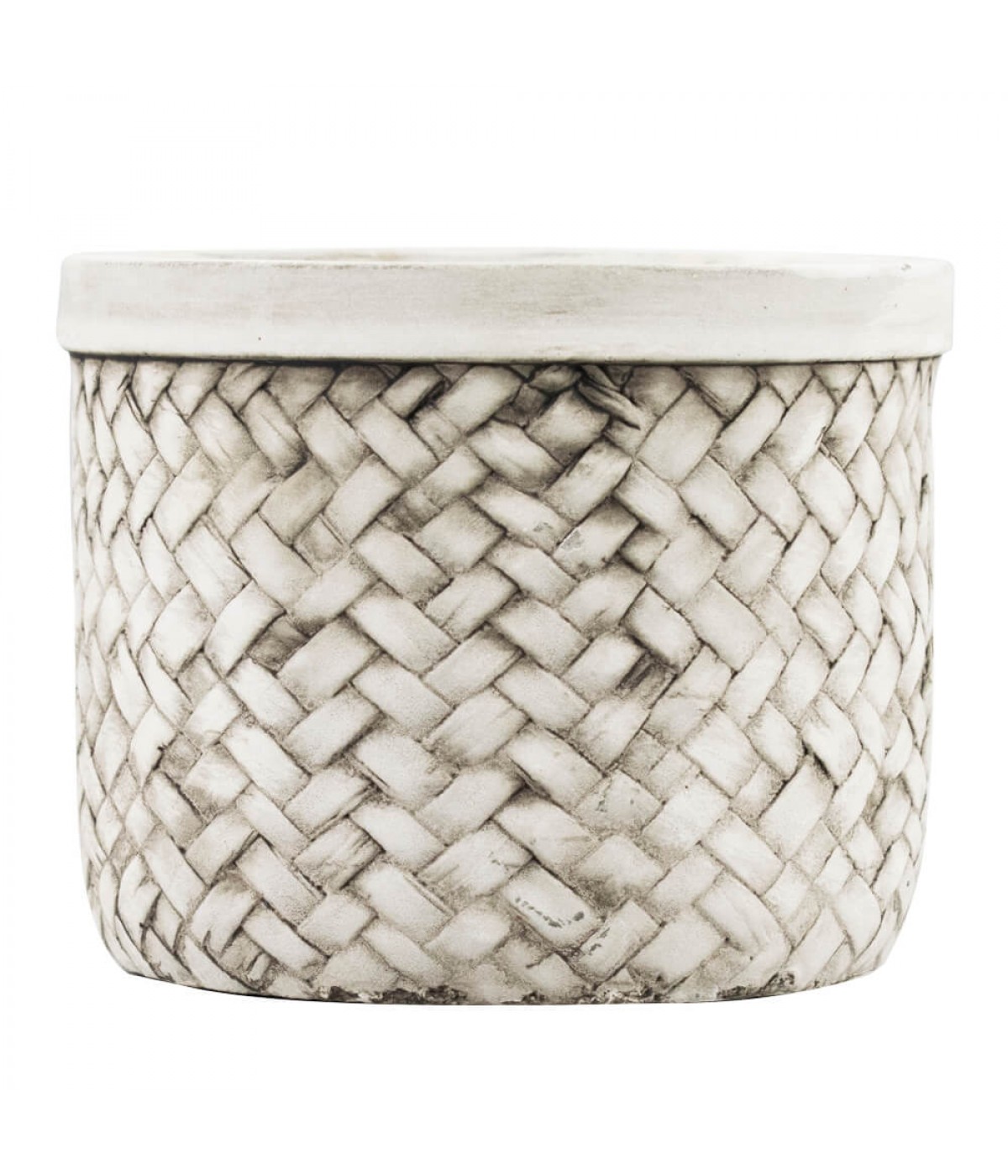 Vaso Cimento Entrelaçado Branco 7x8.5x8.5cm