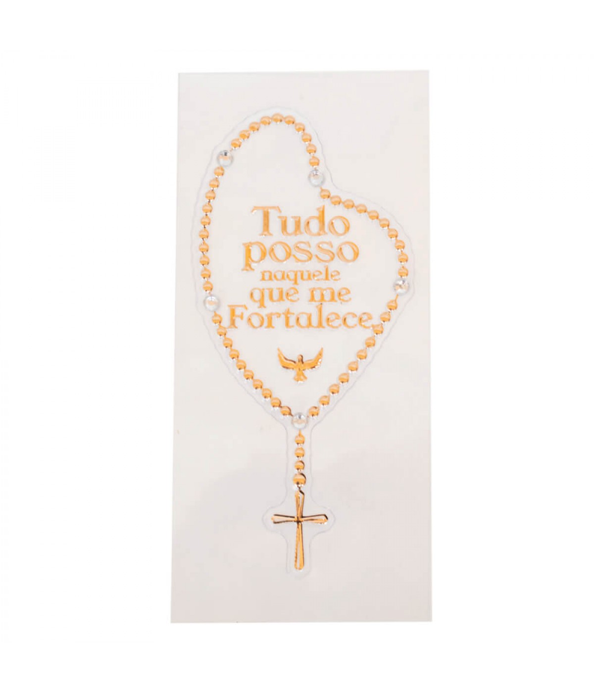 Adesivo Carro Terço Rosê Tudo Posso Naquele Que Me Fortalece 11x5cm