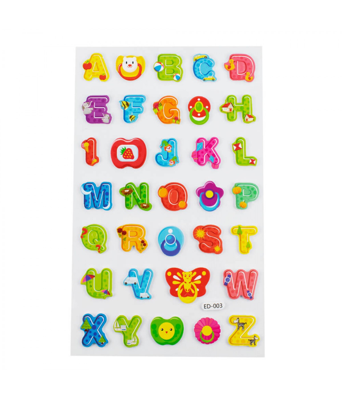 Cartela Adesivos Letras Alfabetos Customizados Modelo E