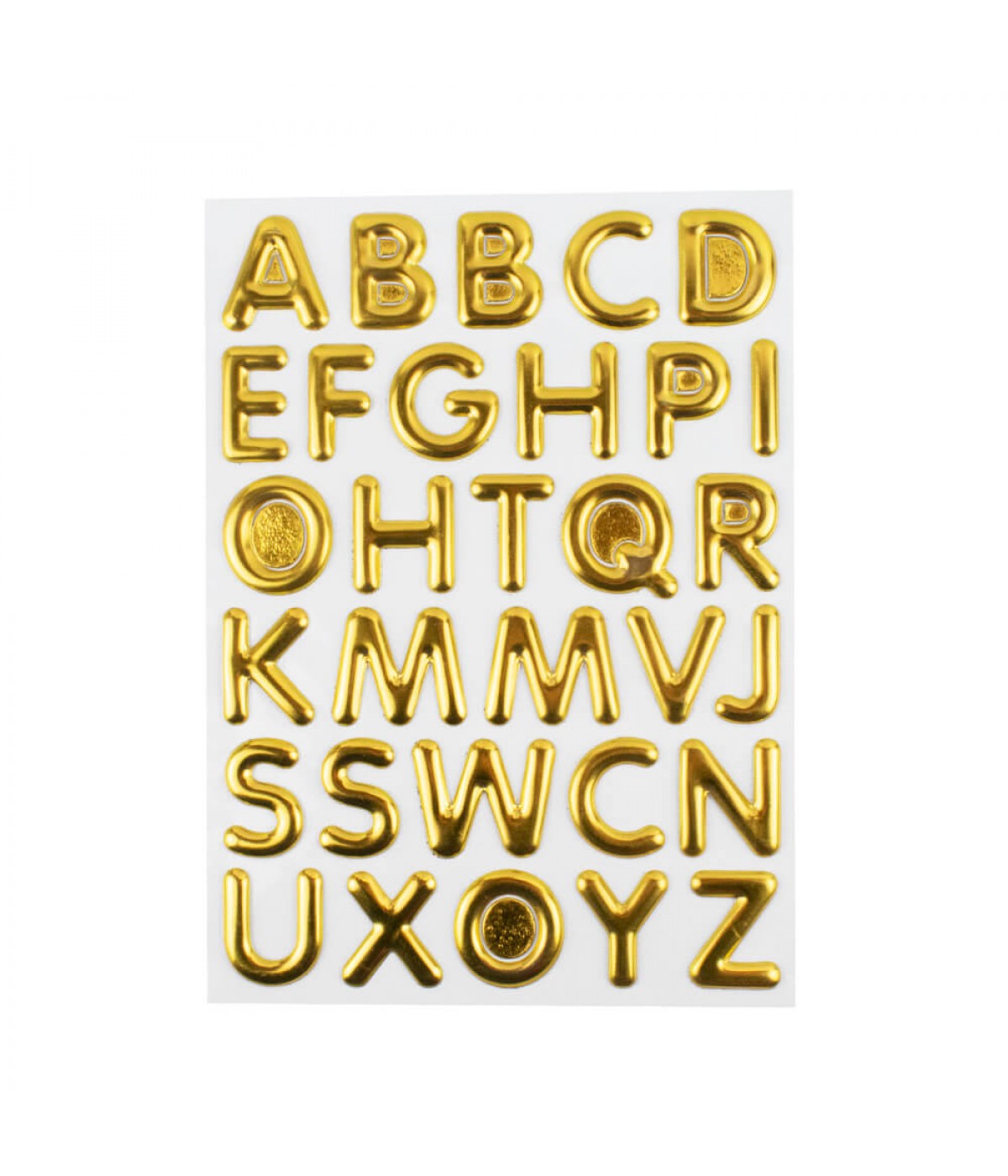 Cartela Adesivos Letras Alfabetos Dourado