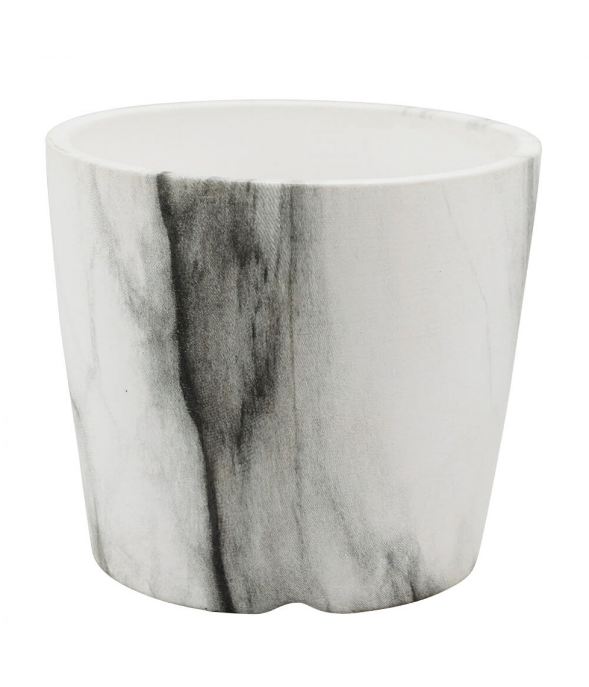 Vaso Porcelana Detalhes Preto Estilo Mármore 9x10x10cm