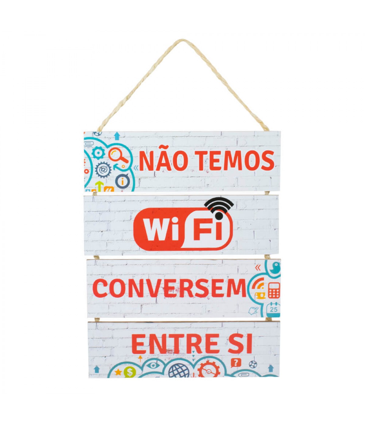 Jogo 4 Placas Decorativas Madeira Cordão 37x29x0,5cm
