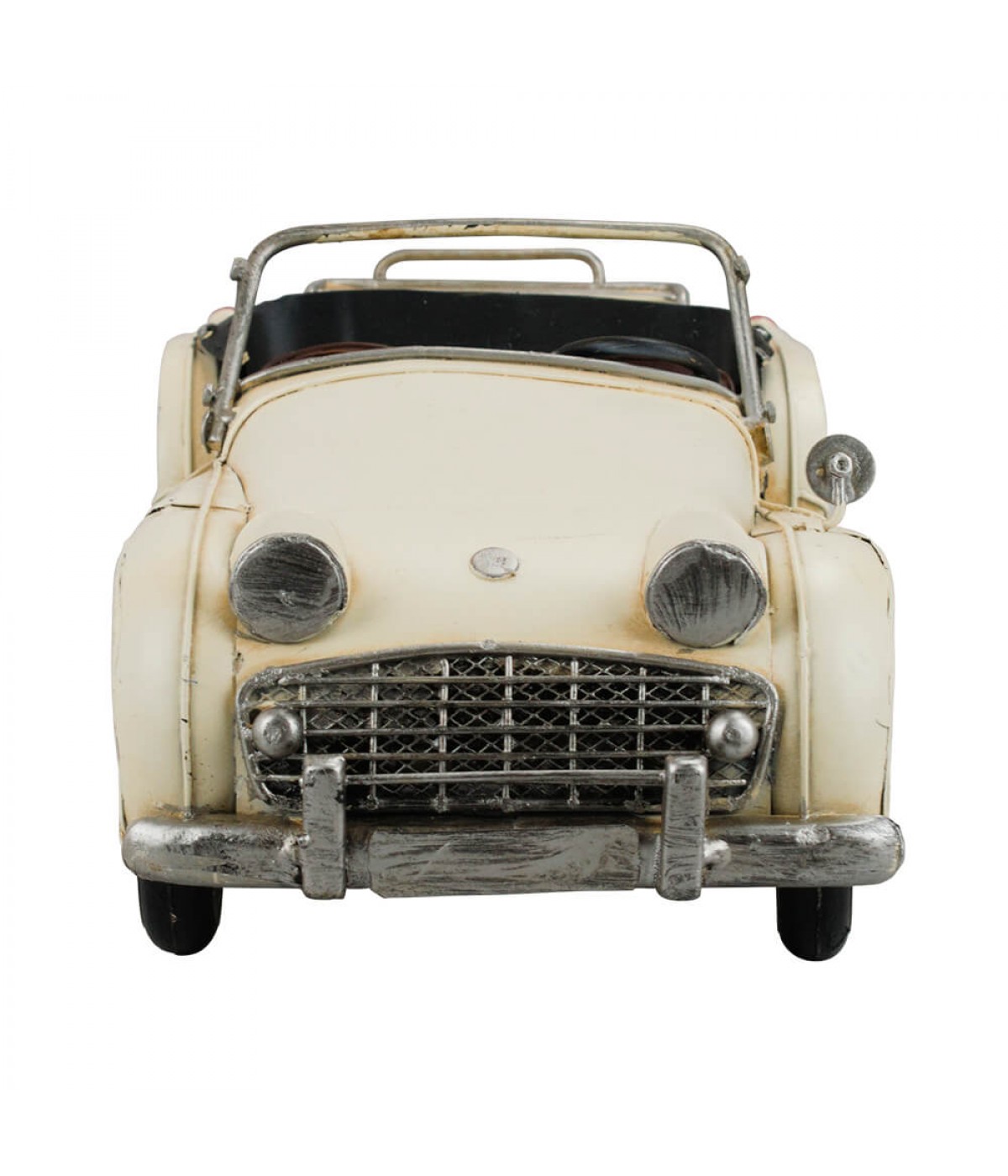 Carro Branco Conversível 11x32x14cm Estilo Retrô - Vintage