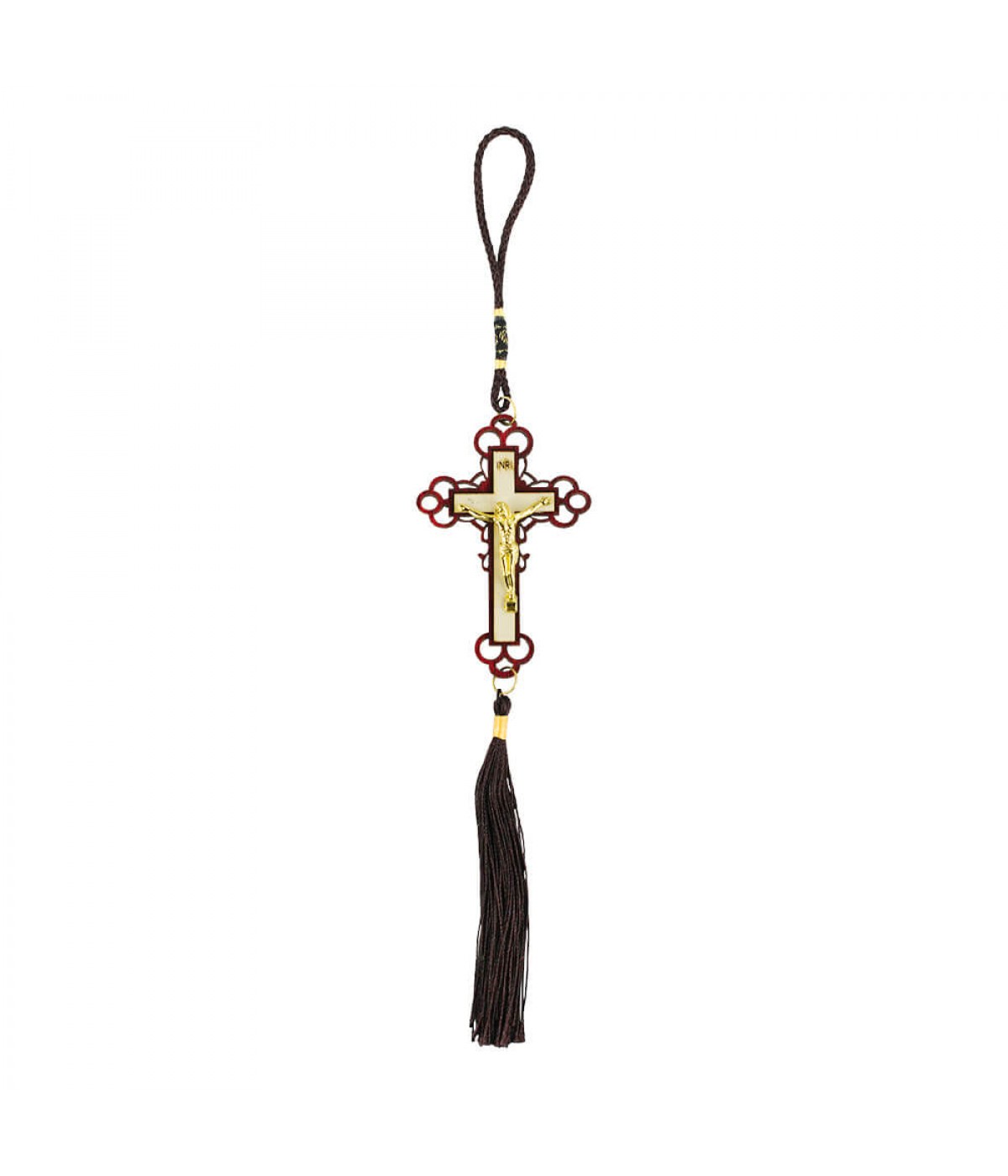 Enfeite Pendurar Crucifixo Bege 25cm