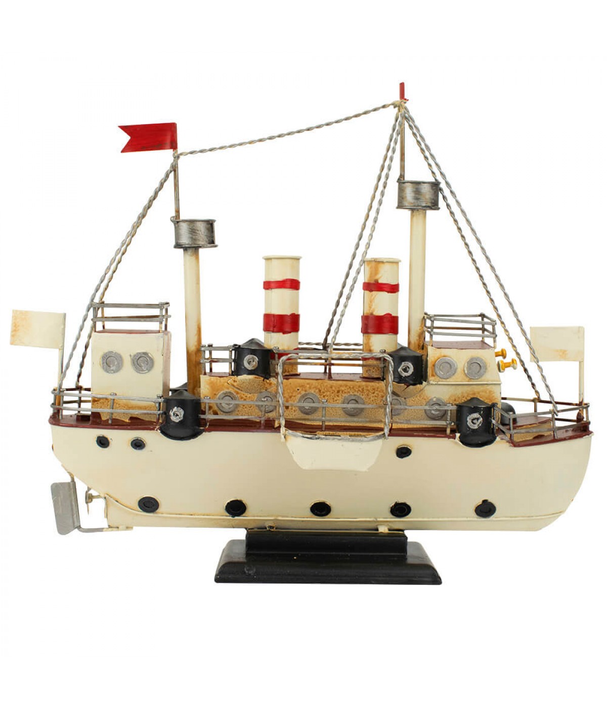 Navio Branco 28x10x33cm Estilo Retrô - Vintage