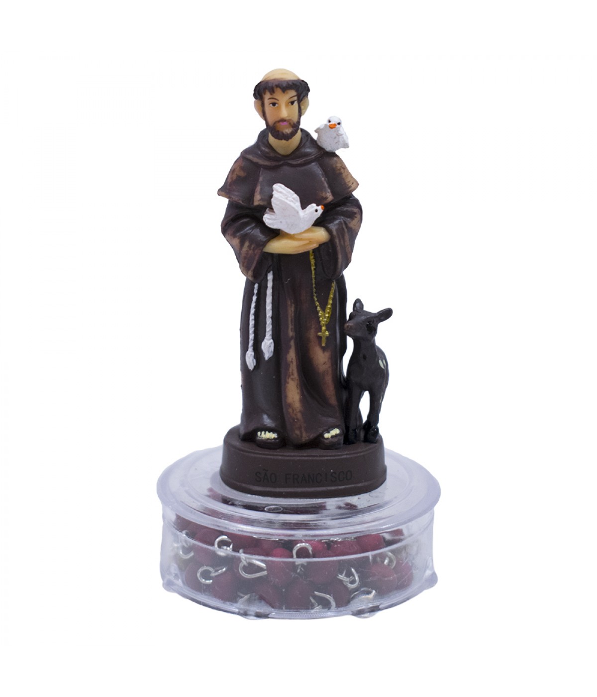 Terço São Francisco 10cm - Enfeite Resina