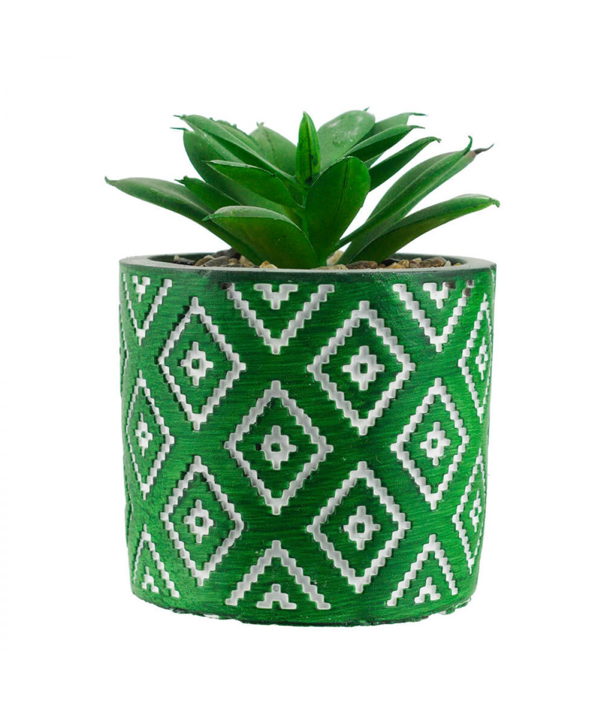 Vaso Verde Cimento Planta Artificial 8x6x6cm