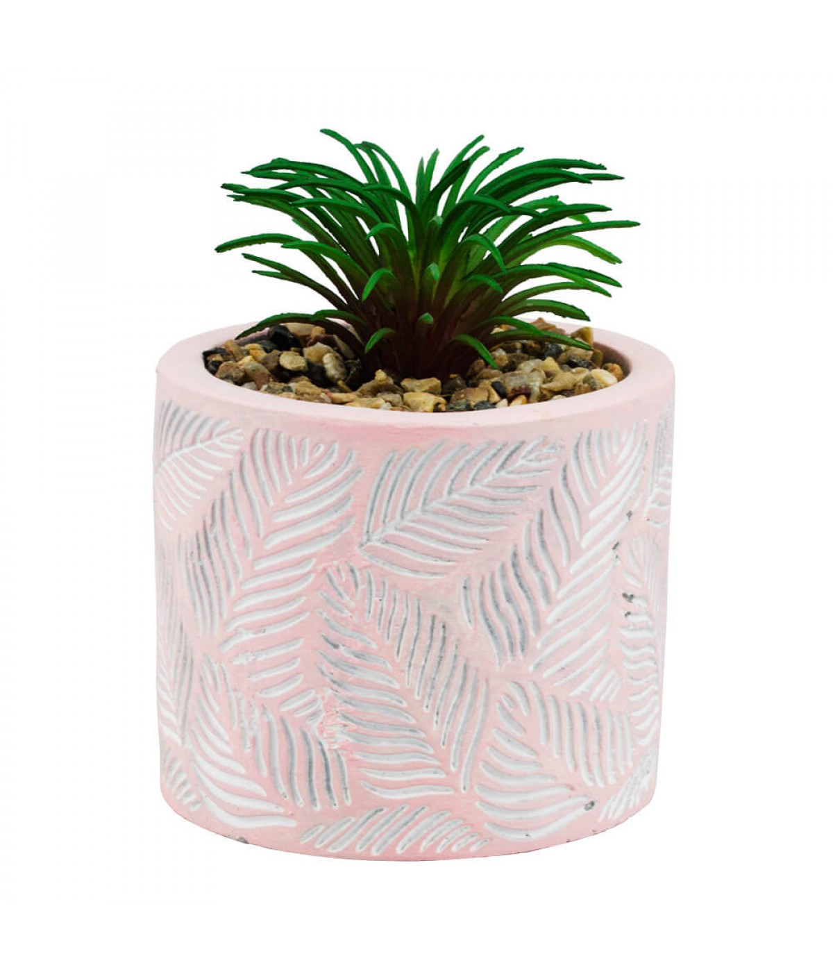 Vaso Cimento Rosa Planta Artificial 9x7x7cm