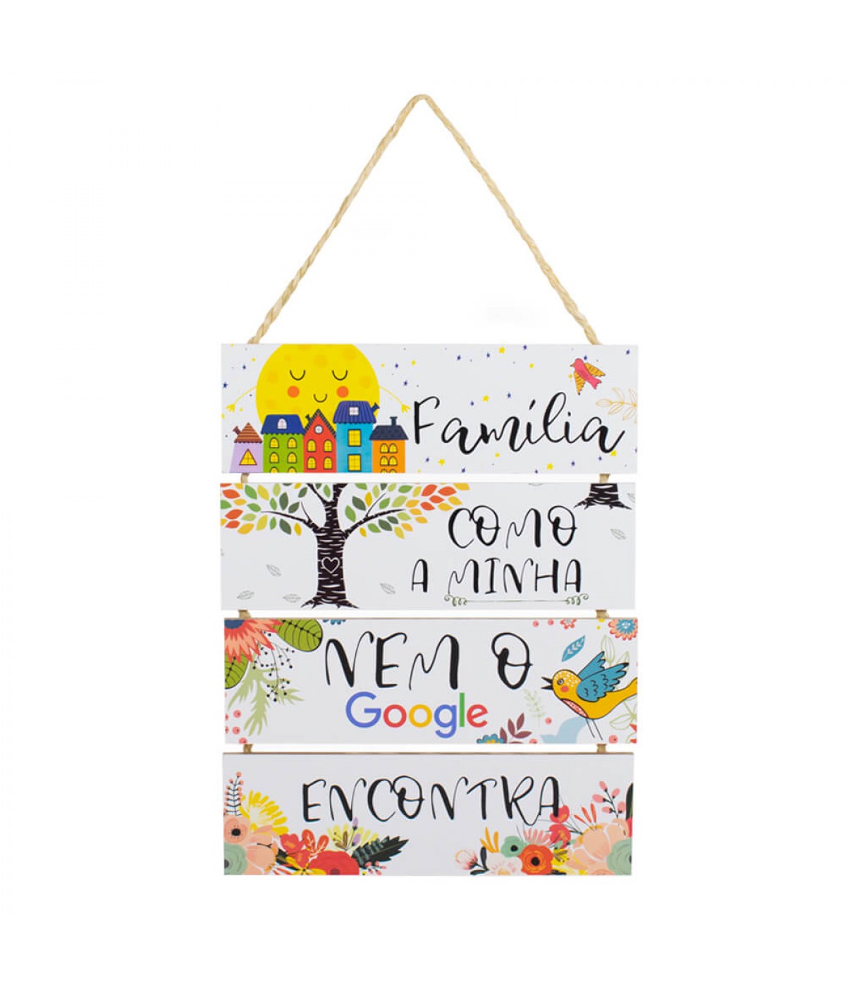 Jogo 4 Placas Decorativas Madeira Cordão 37x29x0,5cm