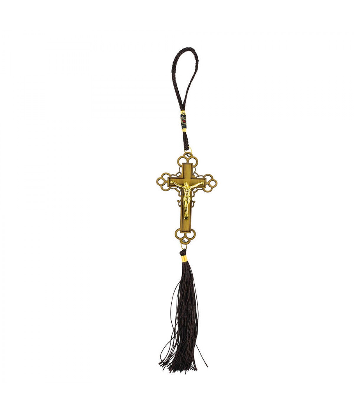 Enfeite Pendurar Crucifixo Marrom 25cm
