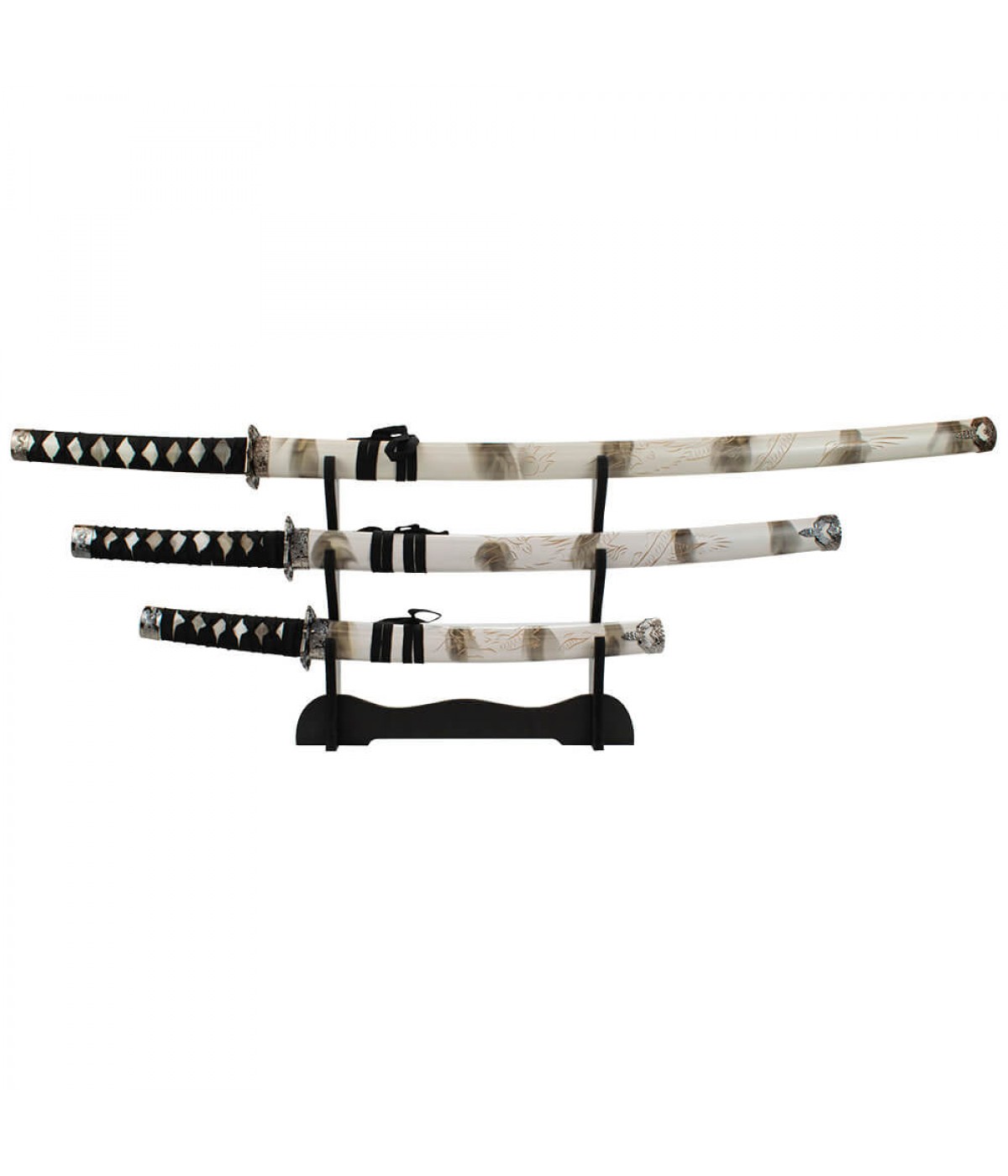 Jg 3 Espadas Decorativa Branca Japonesa Katana 100cm 79cm 54cm