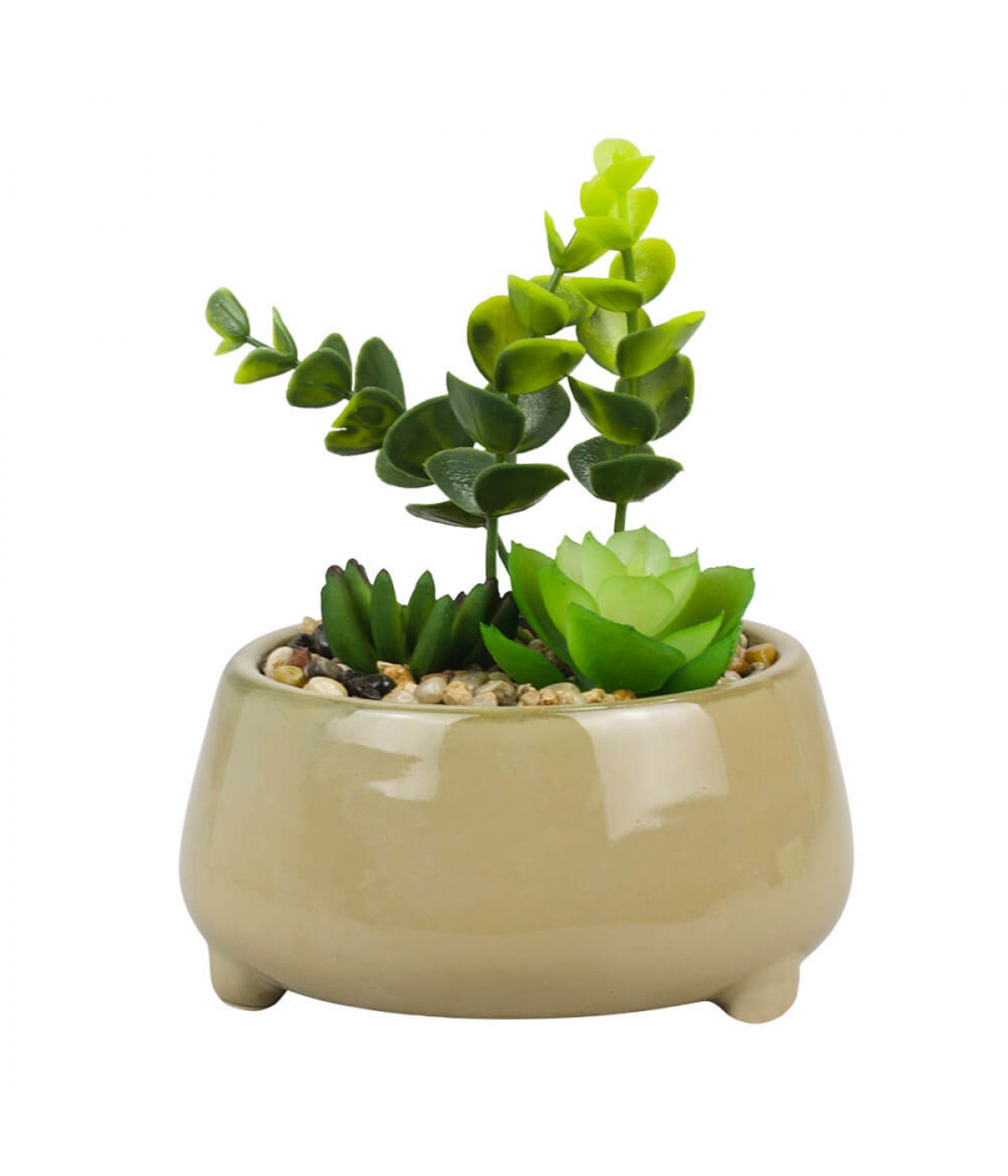 Vaso Porcelana Plantas Artificiais Modelo A 12x13x13cm