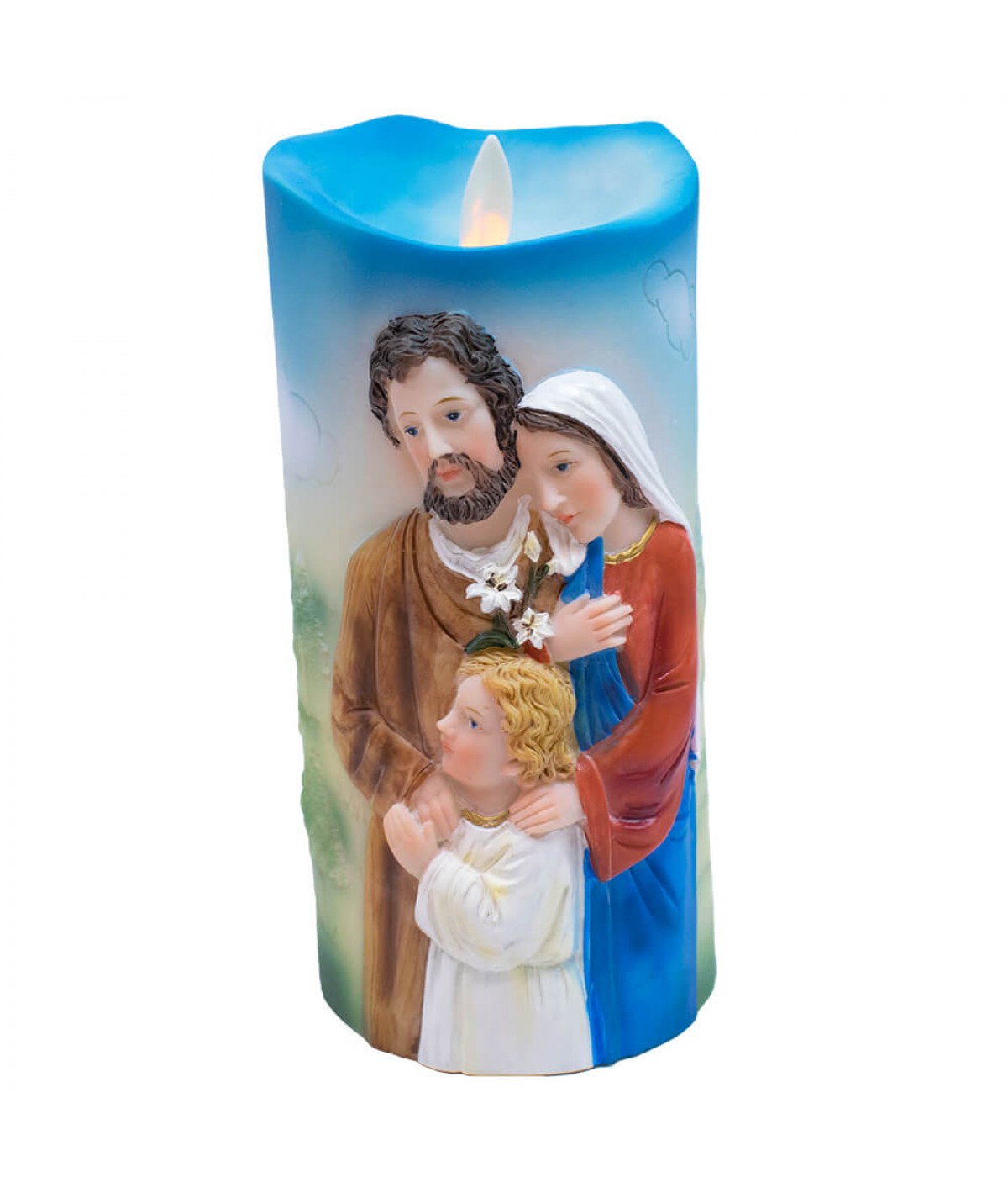 Sagrada Família Luminária Vela 17.5cm - Enfeite Resina