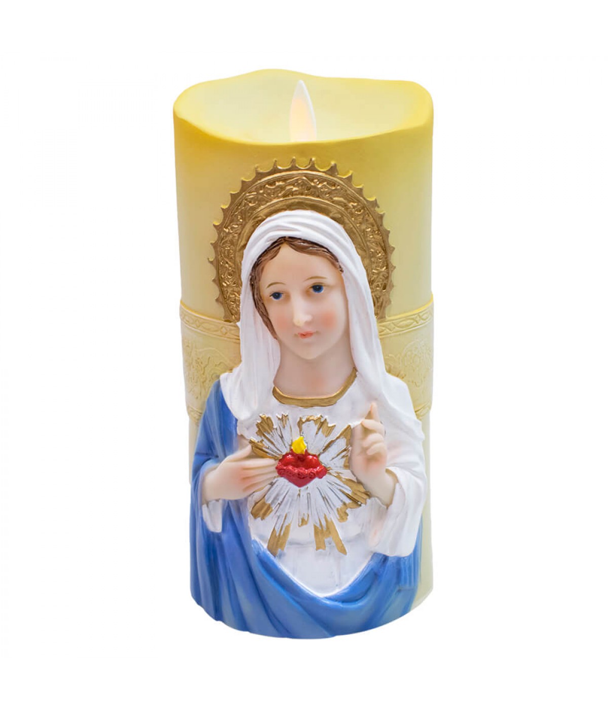 Sagrado Coração De Maria Luminária Vela 17.5cm - Enfeite Resina