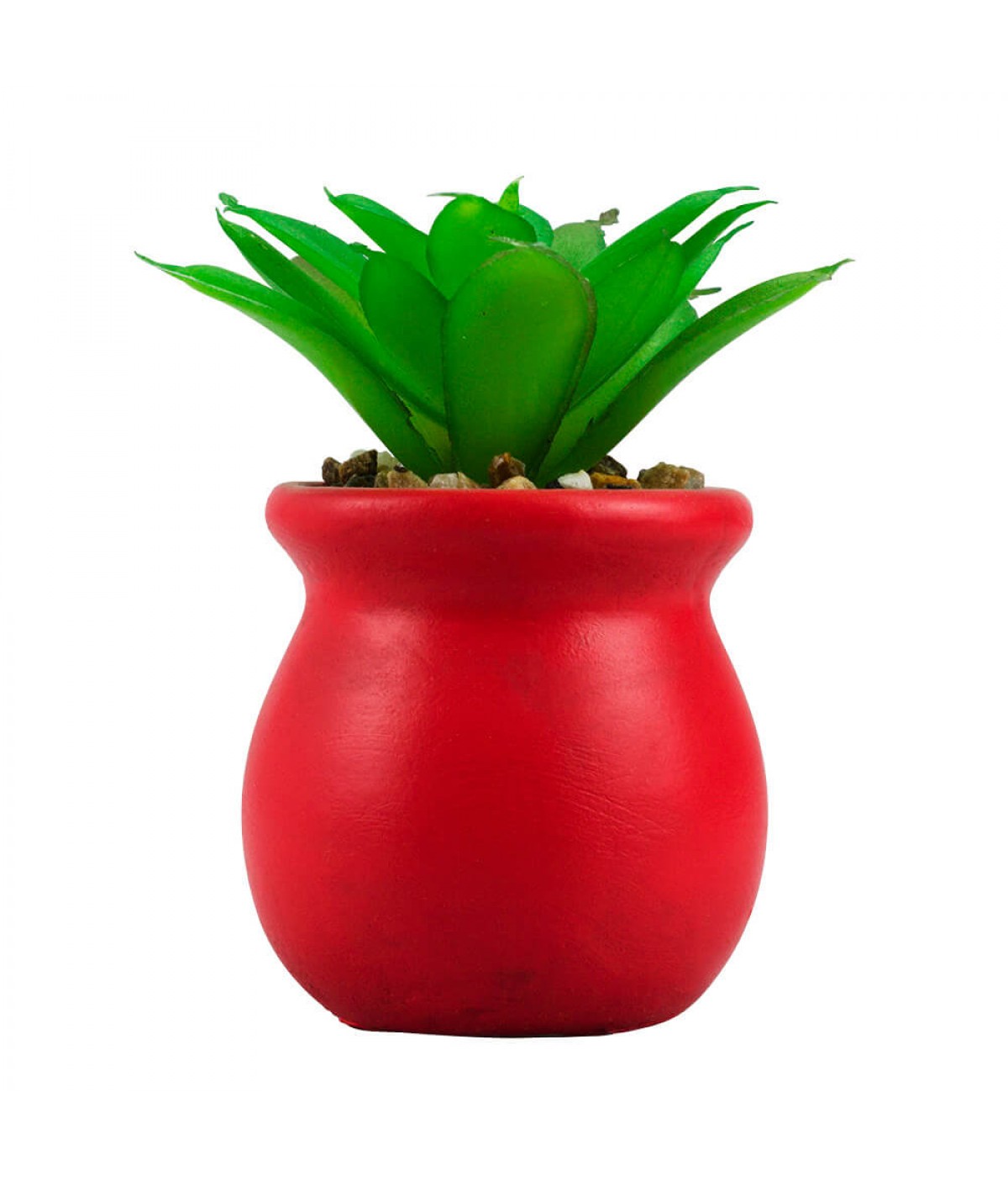 Vaso Cimento Vermelho Planta Artificial 8x5x5cm